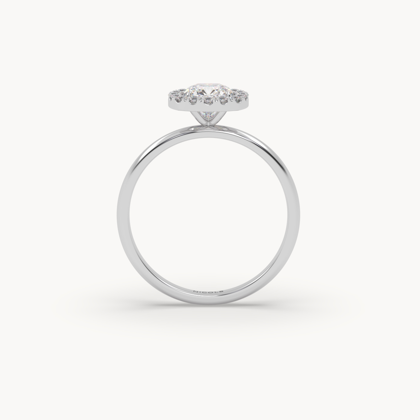 18k white gold  cushion diamond halo ring – 0.70ct center