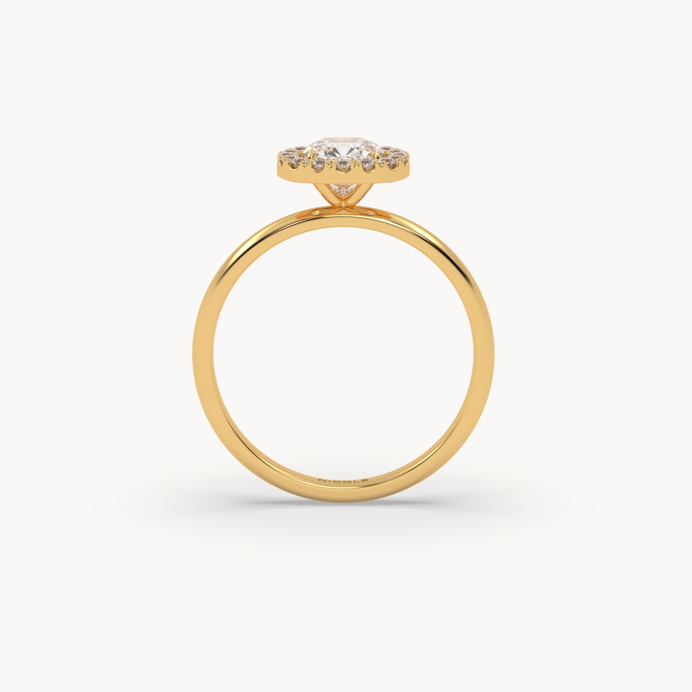 18k yellow gold  cushion diamond halo ring – 0.70ct center