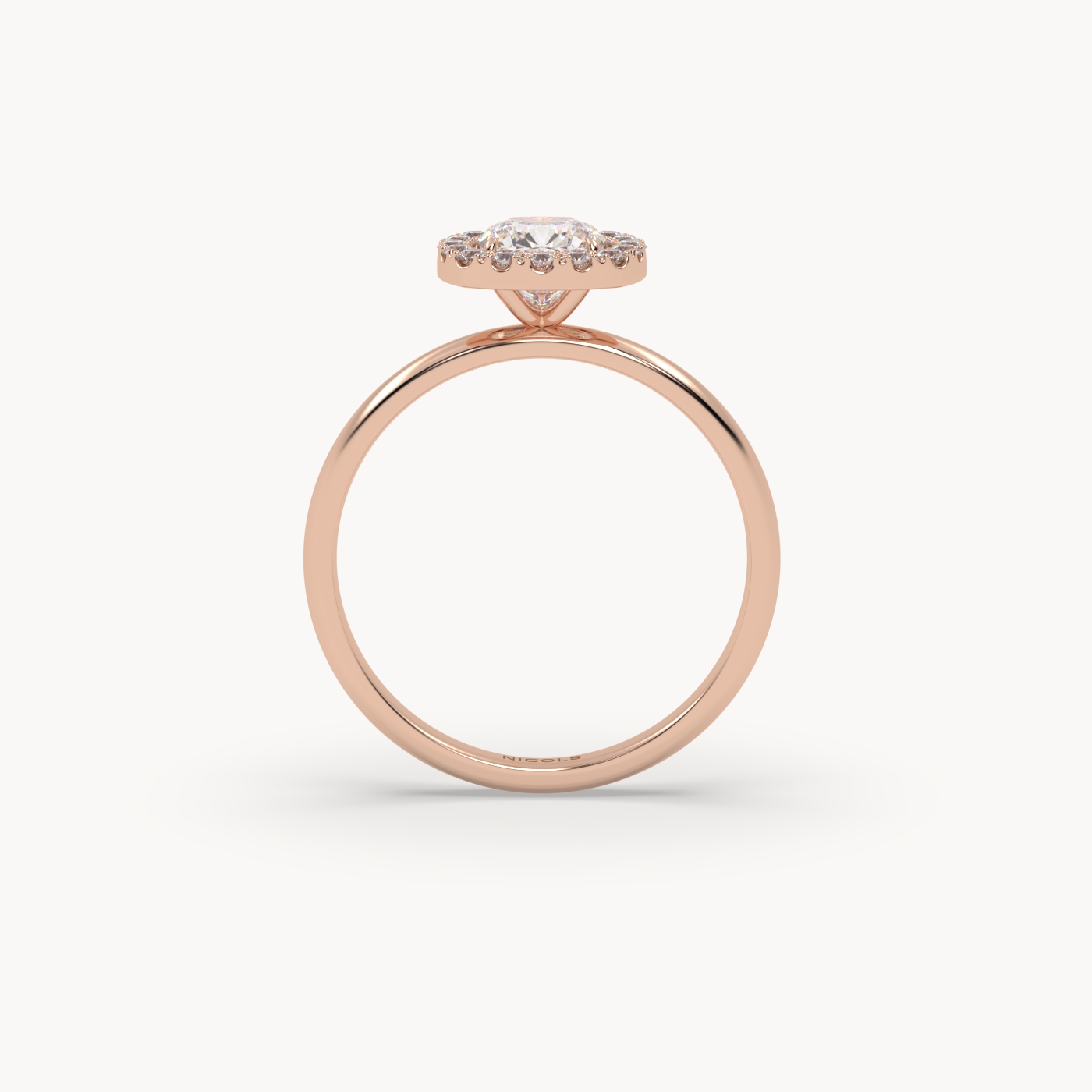18k rose gold  cushion diamond halo ring – 0.70ct center