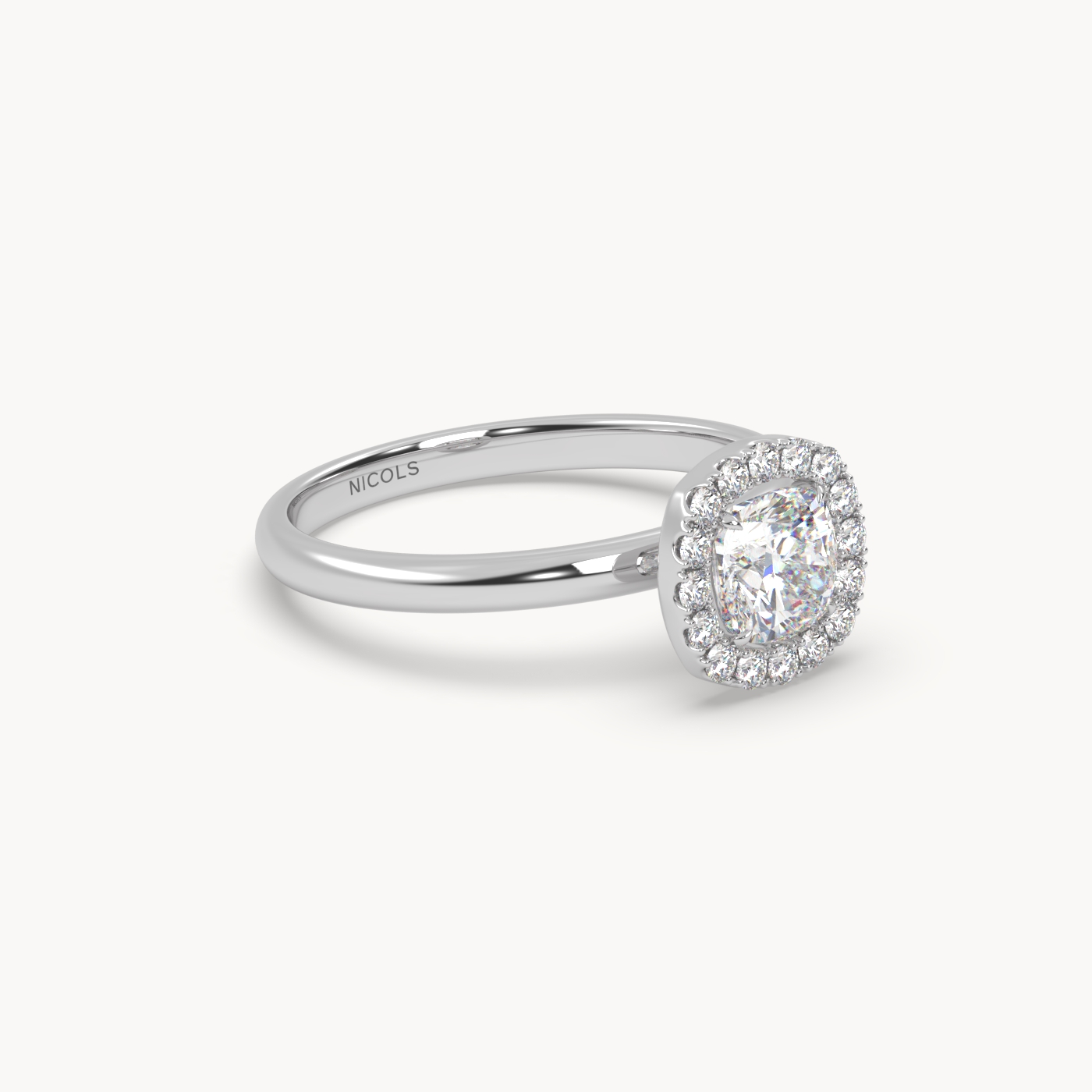 pt platinum  cushion diamond halo ring – 0.70ct center