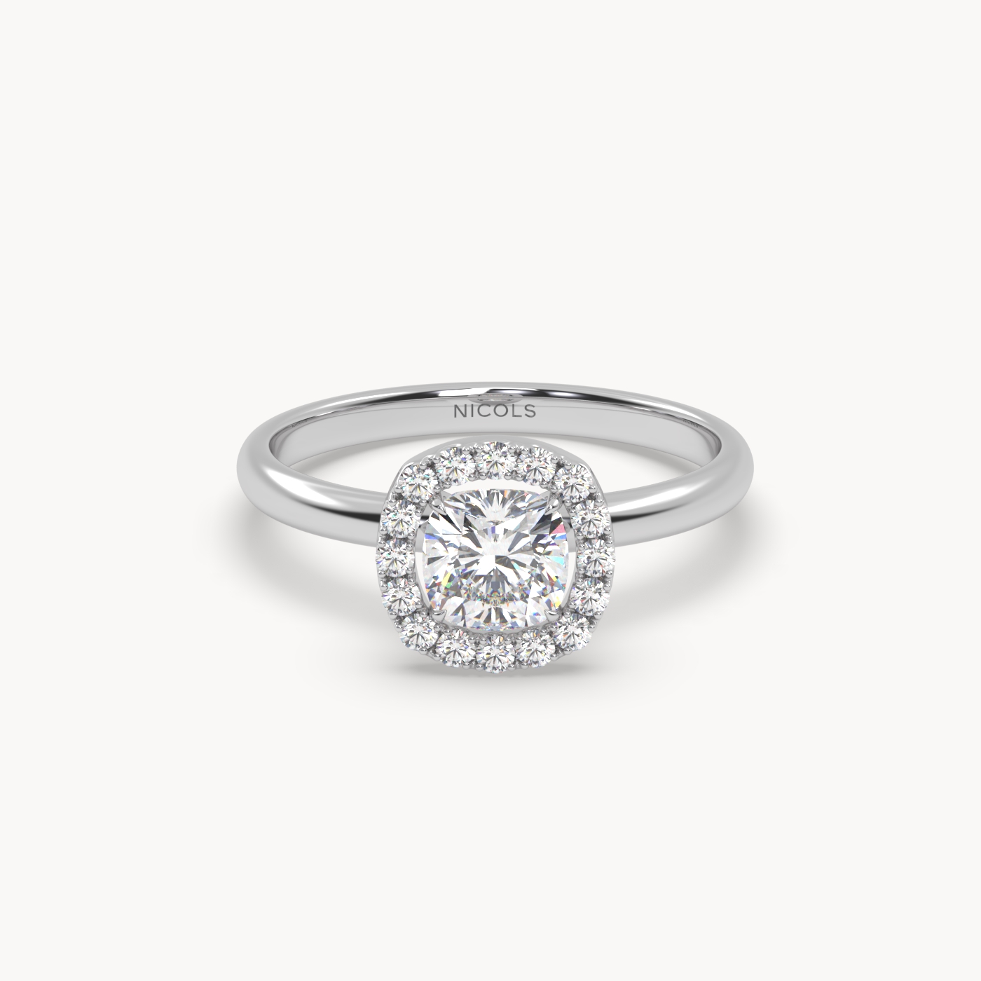 18k yellow gold  cushion diamond halo ring – 0.70ct center Photos & images