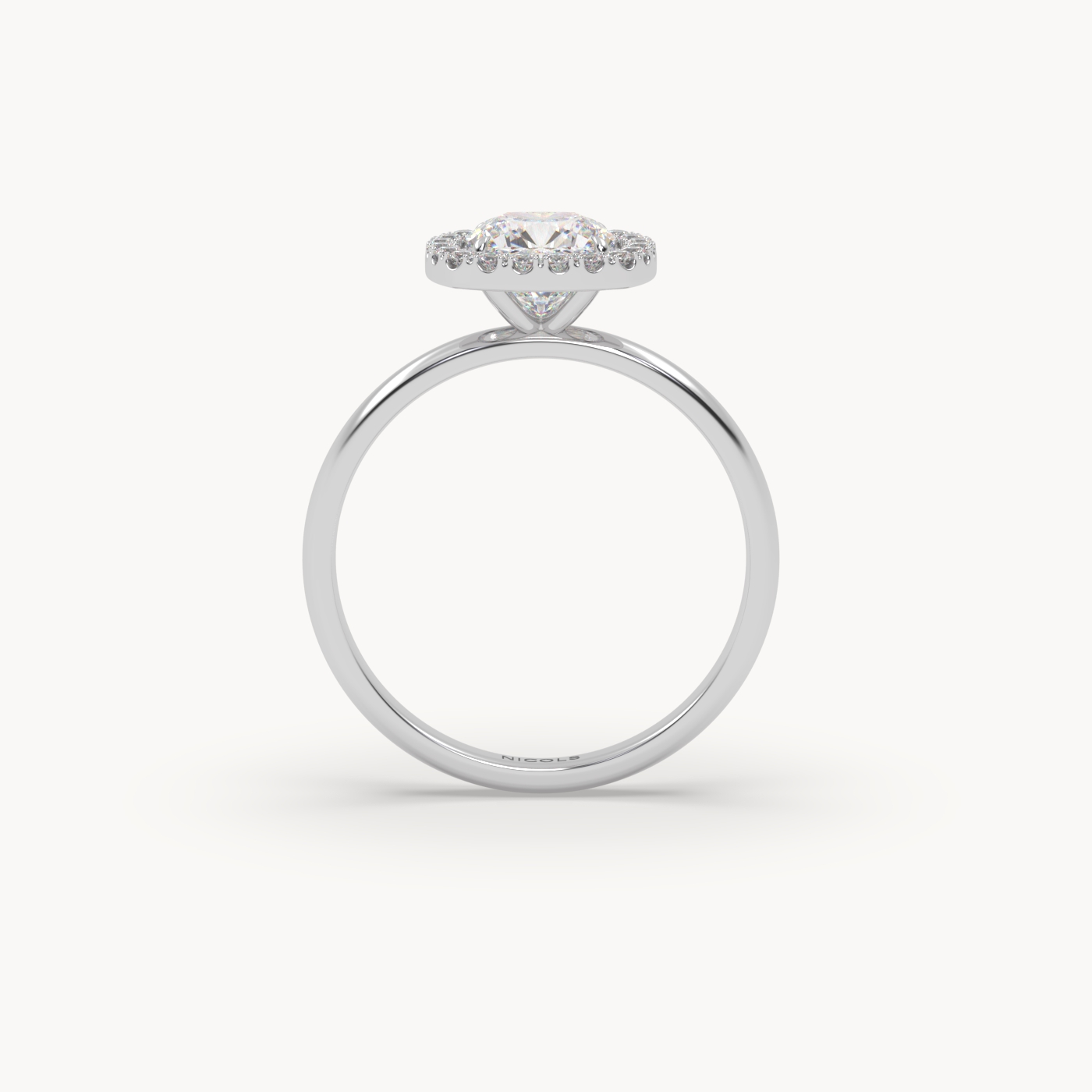 18k white gold  cushion diamond halo ring – 1ct center