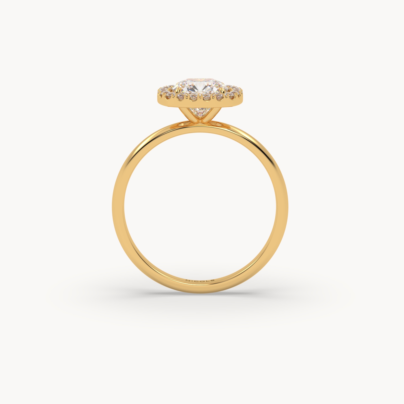 18k yellow gold  cushion diamond halo ring – 1ct center