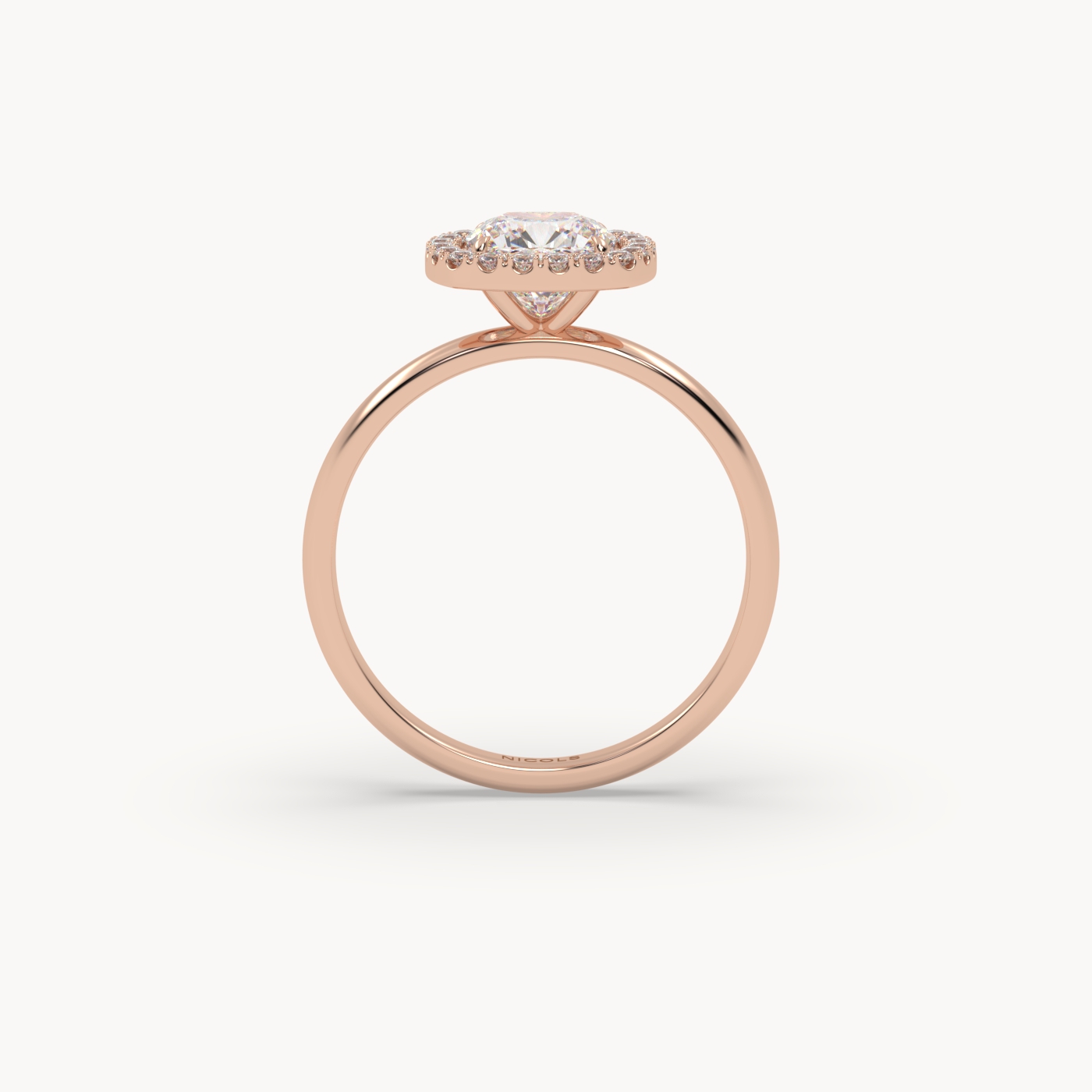 18k rose gold  cushion diamond halo ring – 1ct center