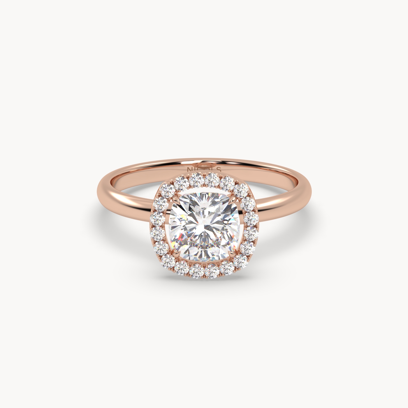 18k yellow gold  cushion diamond halo ring – 1ct center Photos & images
