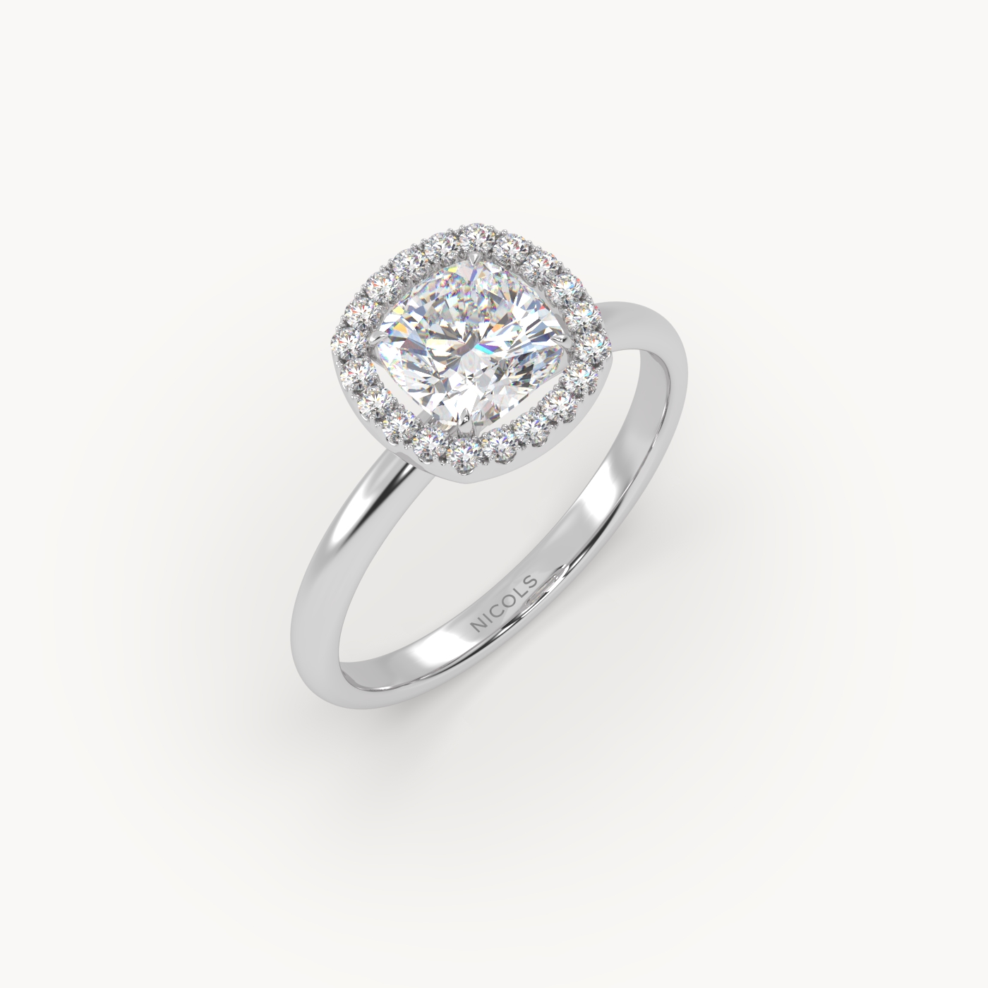pt platinum  cushion diamond halo ring – 1ct center