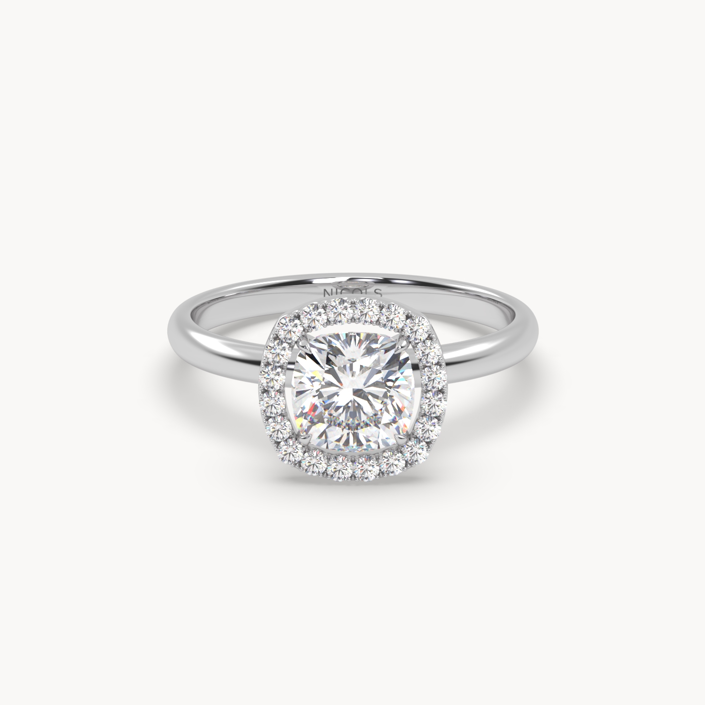 18k yellow gold  cushion diamond halo ring – 1ct center Photos & images