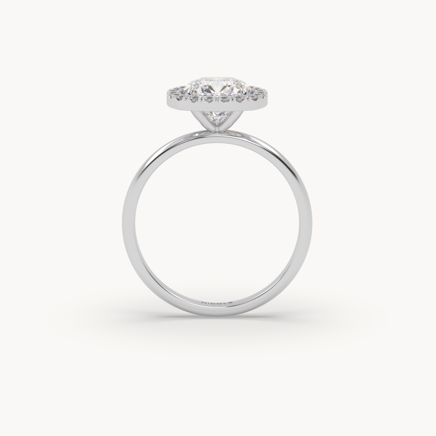 18k white gold  cushion diamond halo ring – 1.5ct center