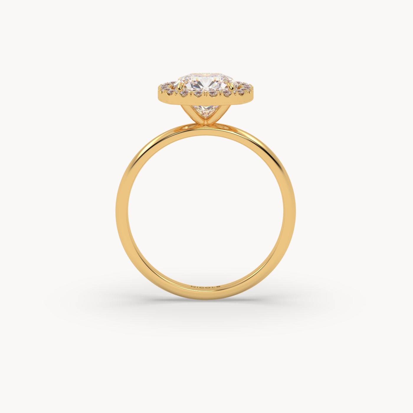18k yellow gold  cushion diamond halo ring – 1.5ct center