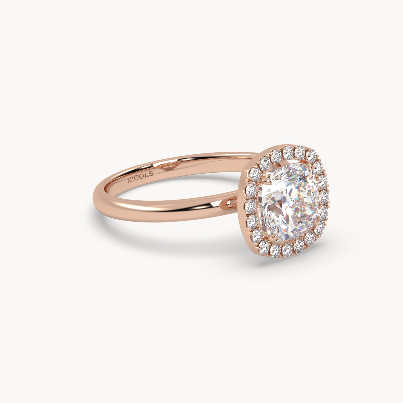 18k rose gold  cushion diamond halo ring – 1.5ct center
