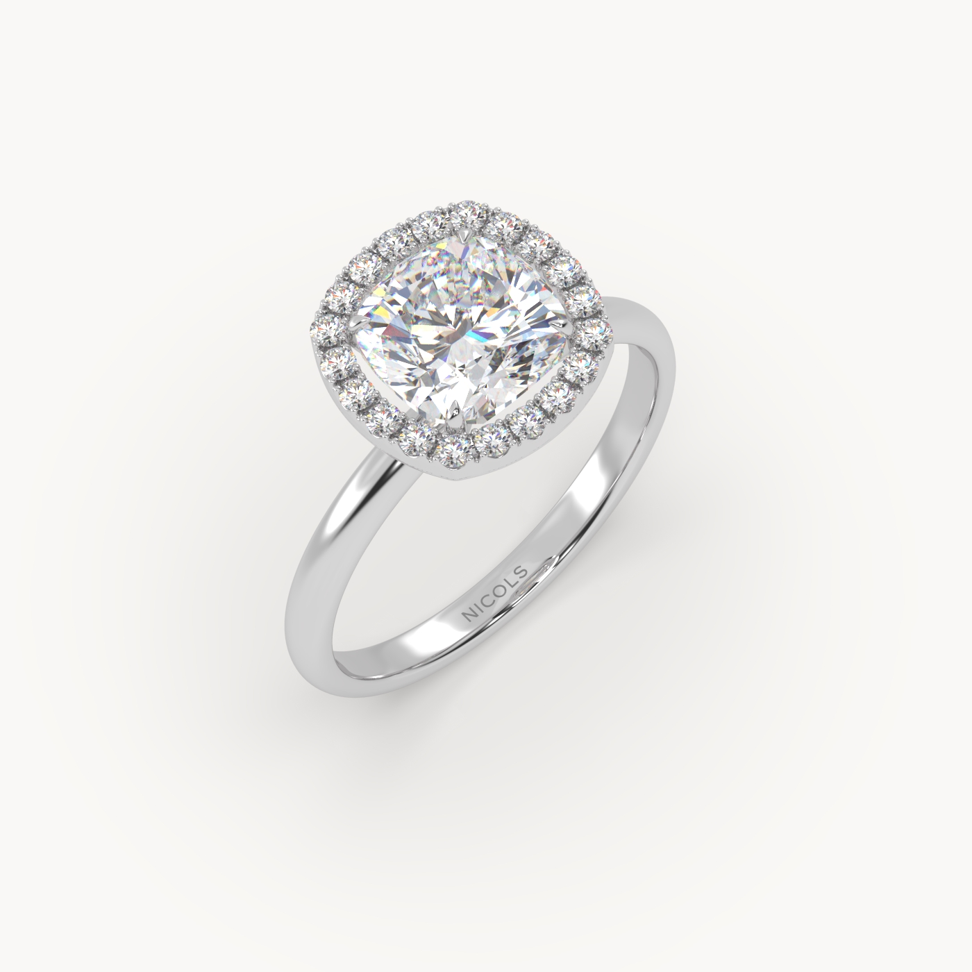 pt platinum  cushion diamond halo ring – 1.5ct center