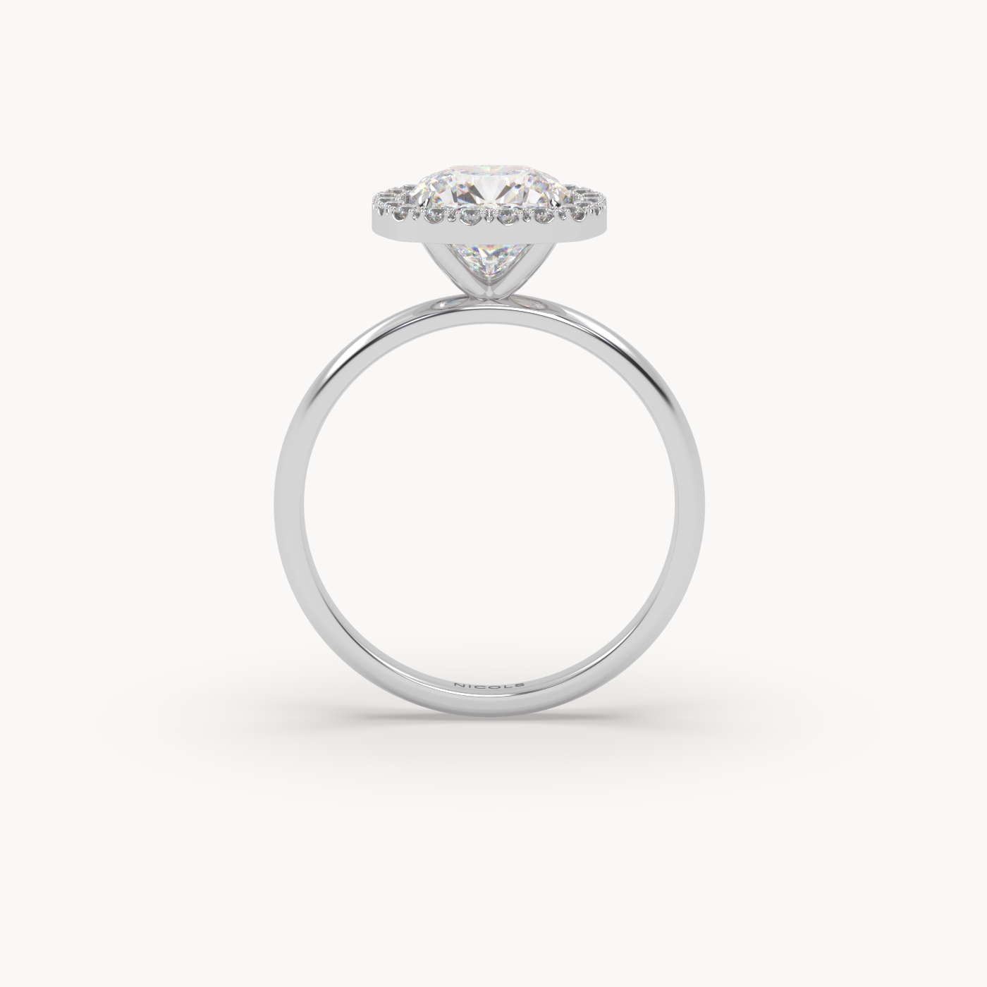 18k white gold  cushion diamond halo ring – 2ct center