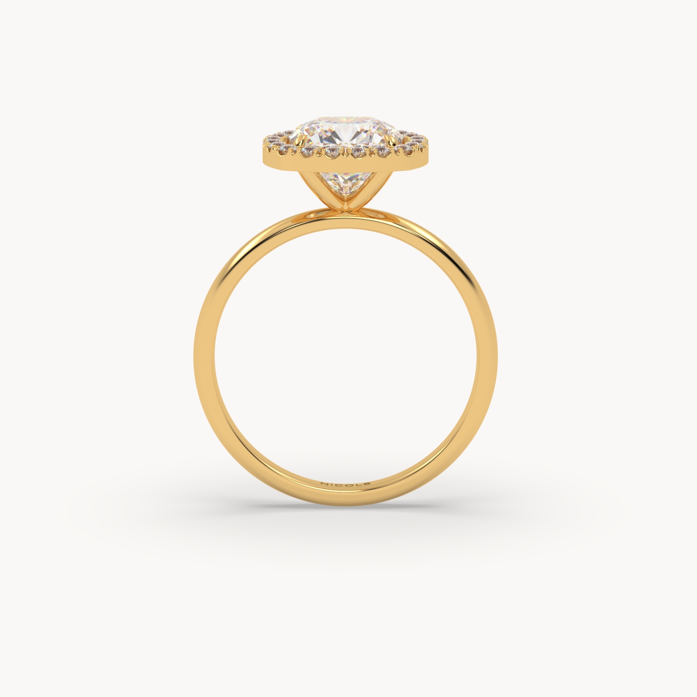 18k yellow gold  cushion diamond halo ring – 2ct center
