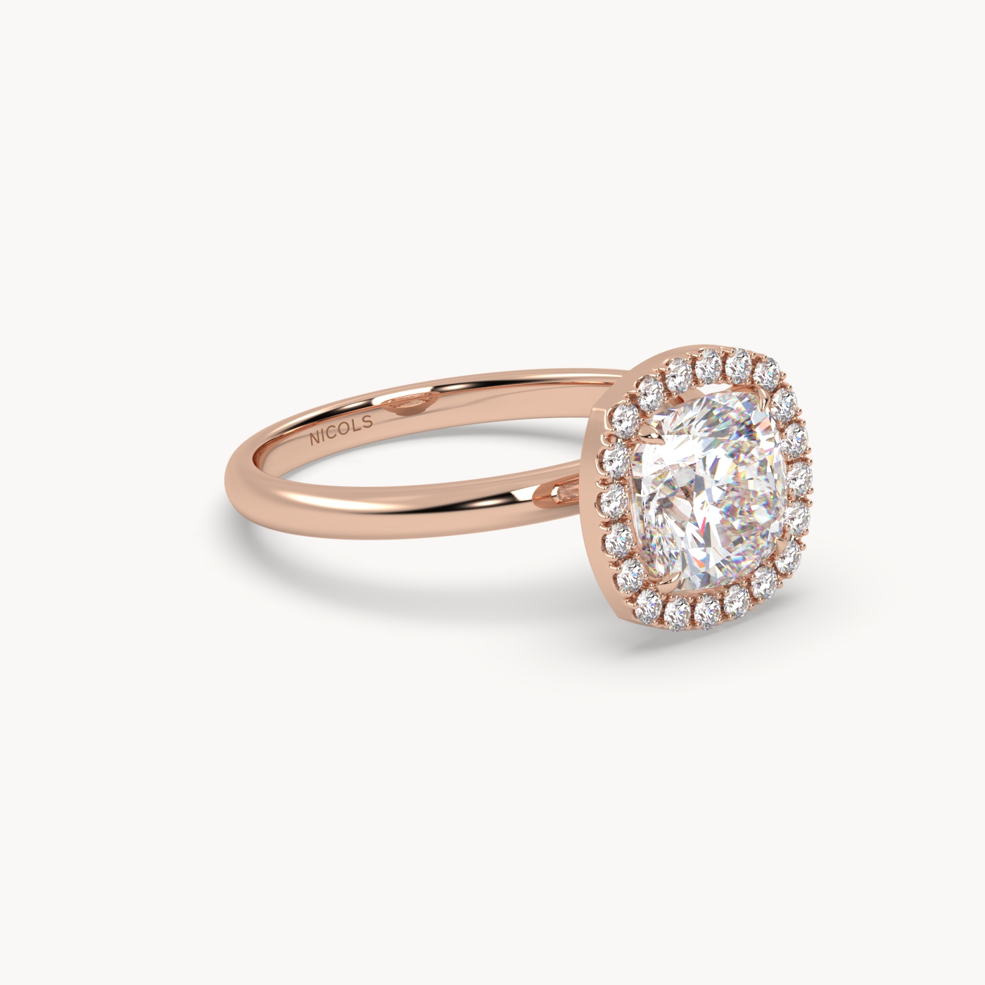 18k rose gold  cushion diamond halo ring – 2ct center