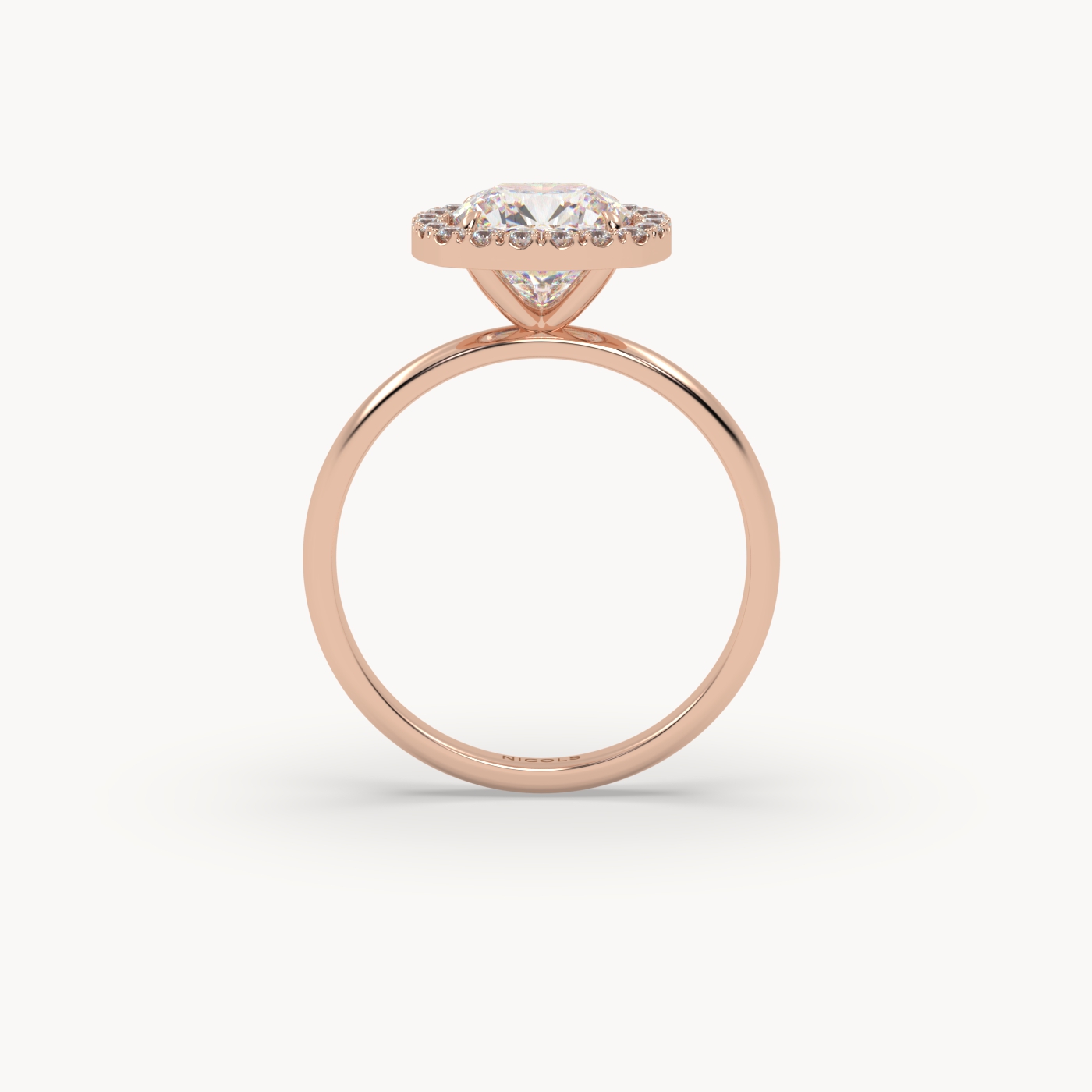18k rose gold  cushion diamond halo ring – 2ct center