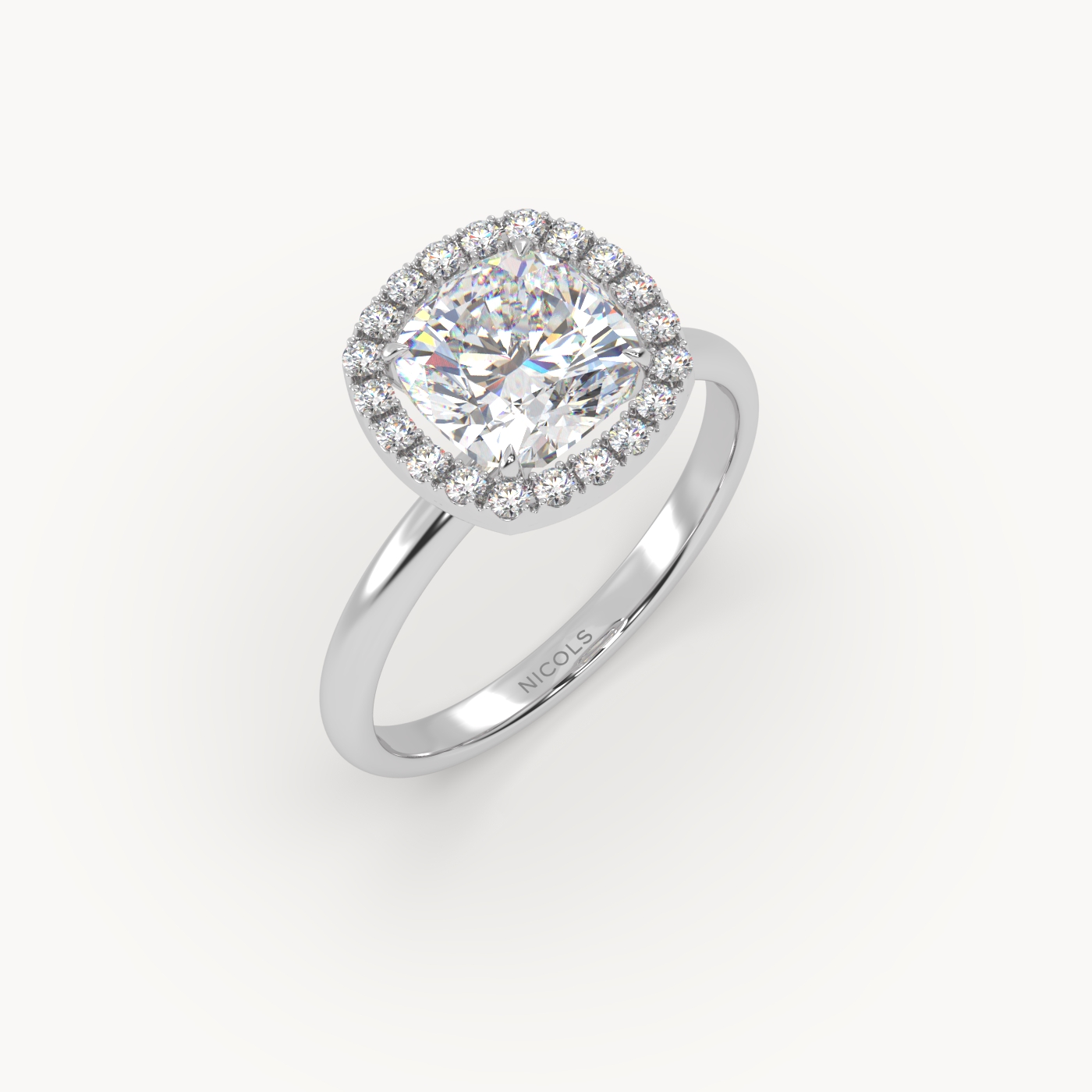 pt platinum  cushion diamond halo ring – 2ct center