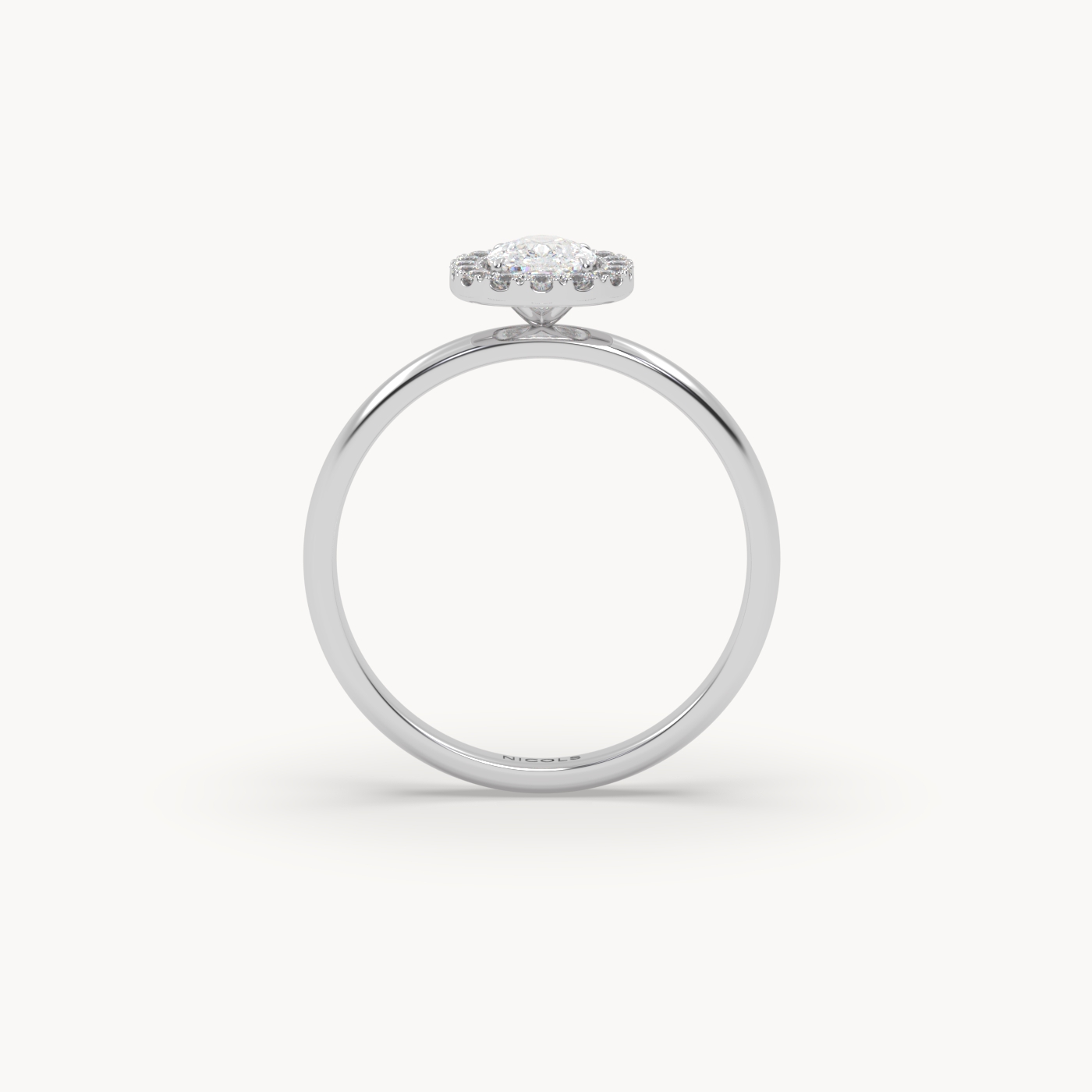 18k white gold  elongated cushion diamond halo ring – 0.70ct center