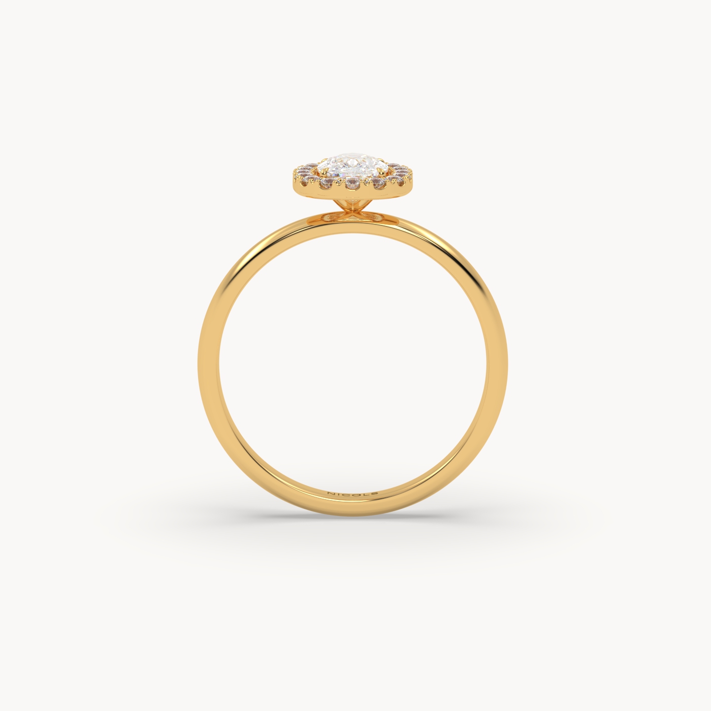 18k yellow gold  elongated cushion diamond halo ring – 0.70ct center