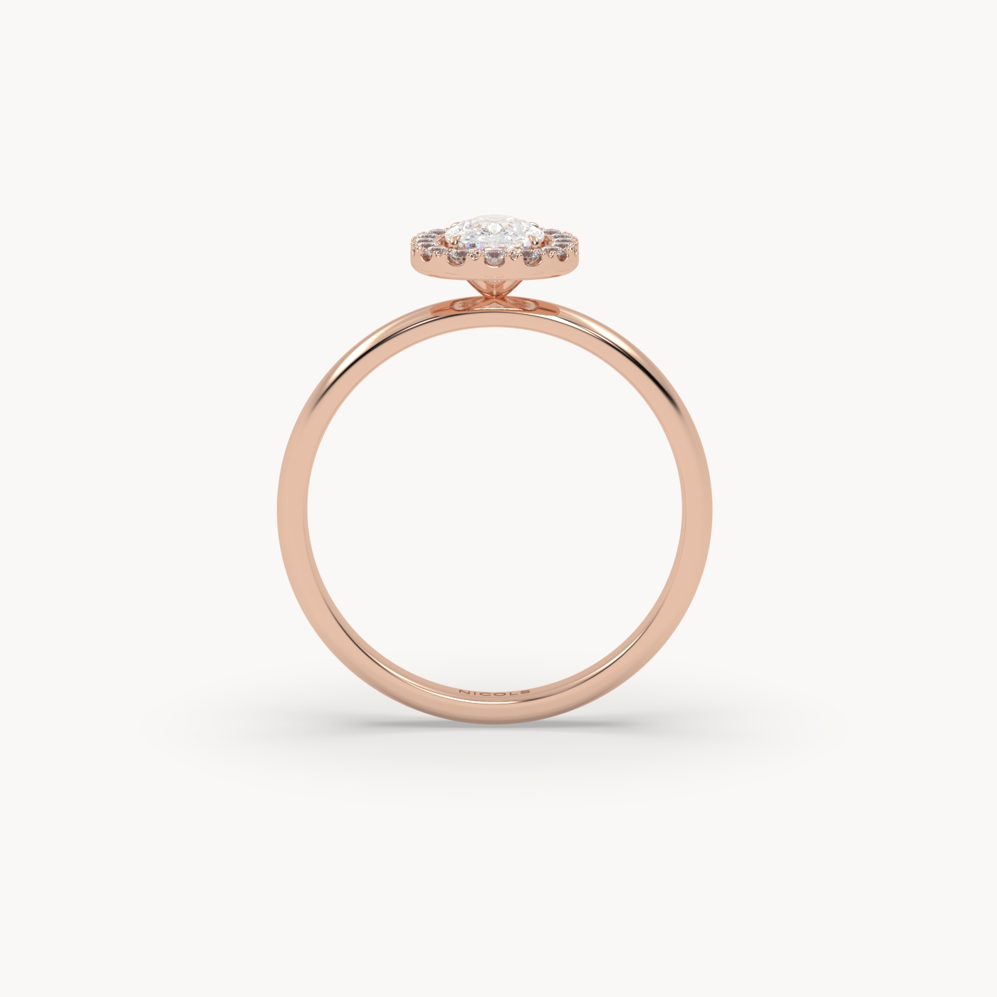18k rose gold  elongated cushion diamond halo ring – 0.70ct center