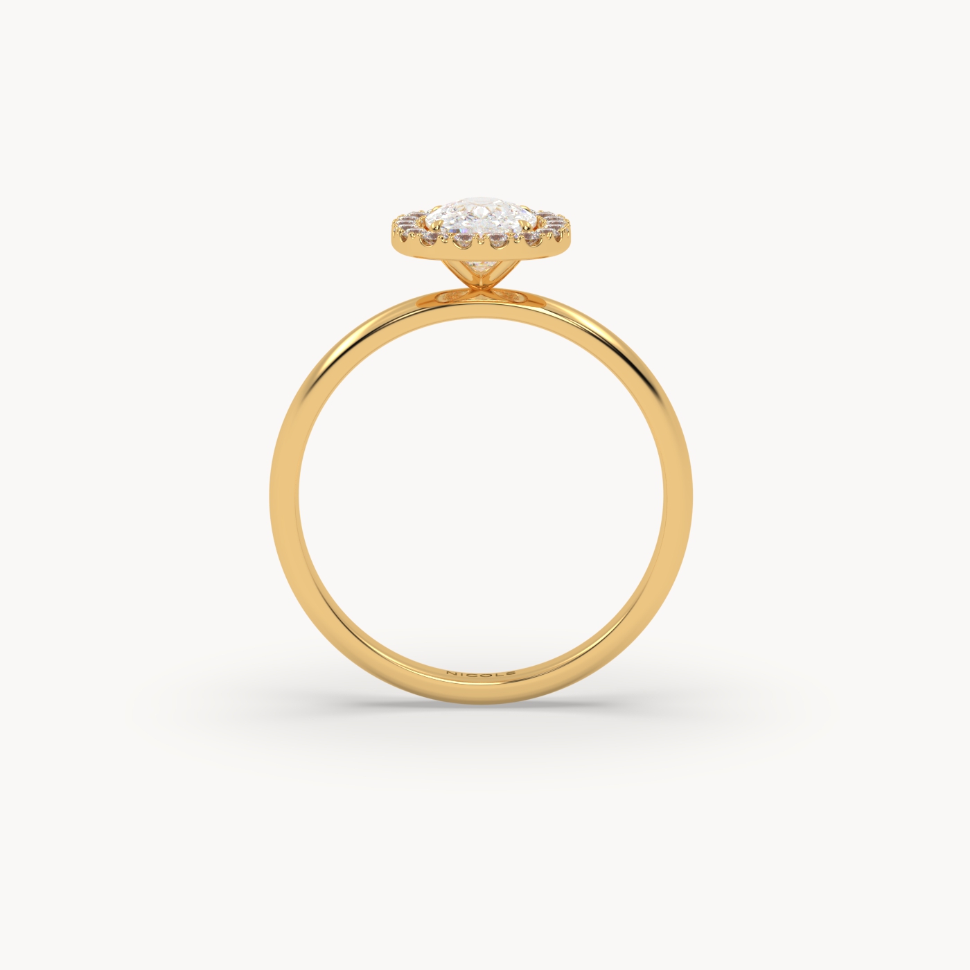 18k yellow gold  elongated cushion diamond halo ring – 1ct center