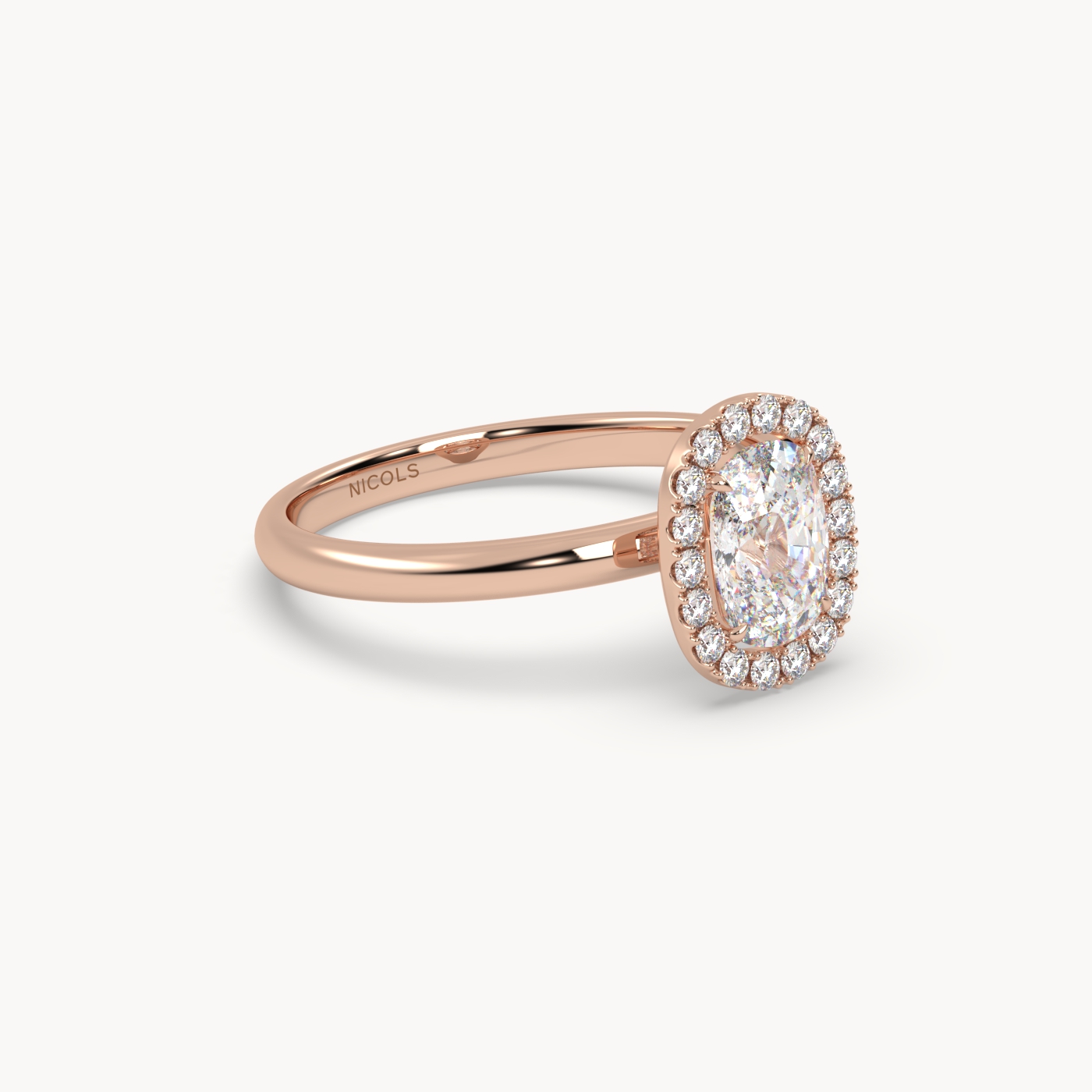 18k rose gold  elongated cushion diamond halo ring – 1ct center