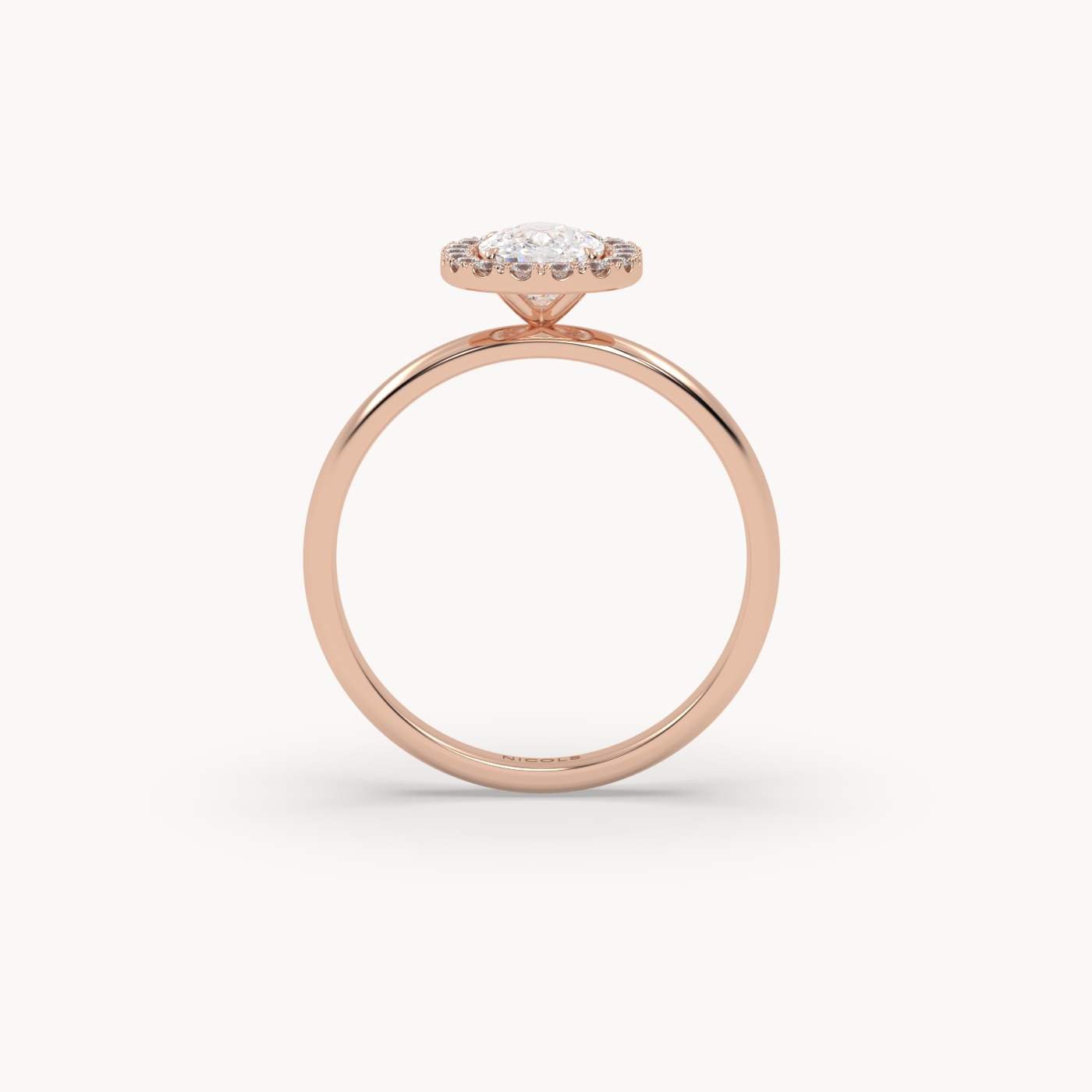 18k rose gold  elongated cushion diamond halo ring – 1ct center