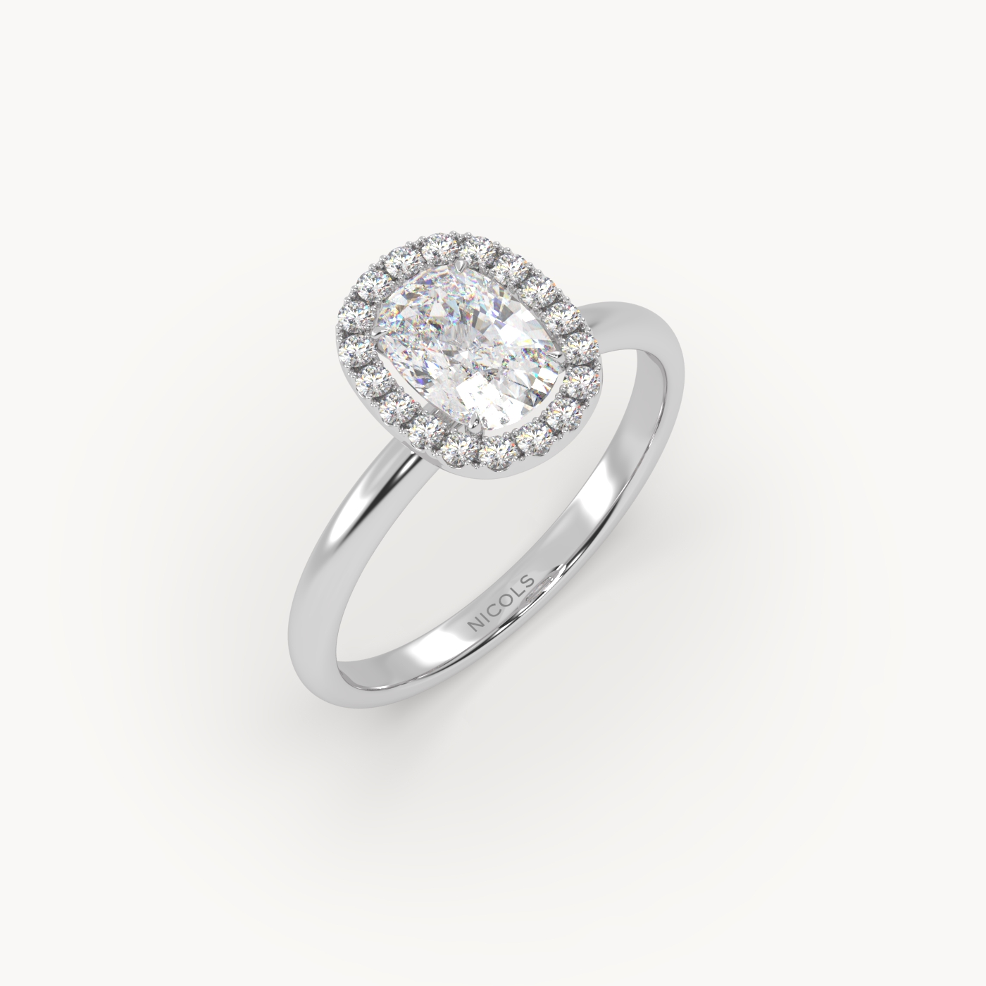 pt platinum  elongated cushion diamond halo ring – 1ct center