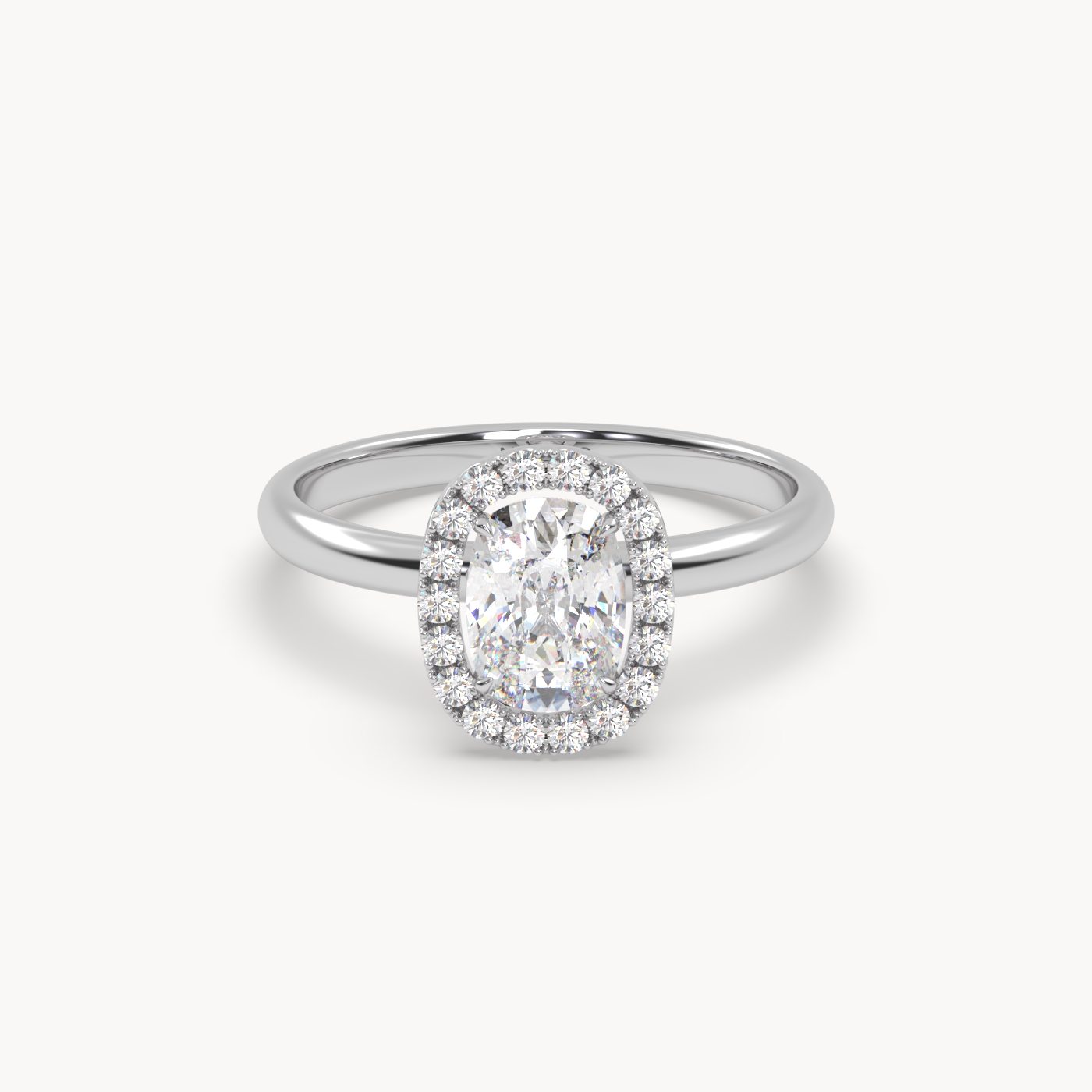 18k white gold  elongated cushion diamond halo ring – 1ct center Photos & images
