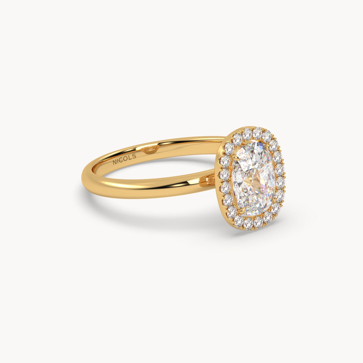 18k yellow gold  elongated cushion diamond halo ring – 1.5ct center
