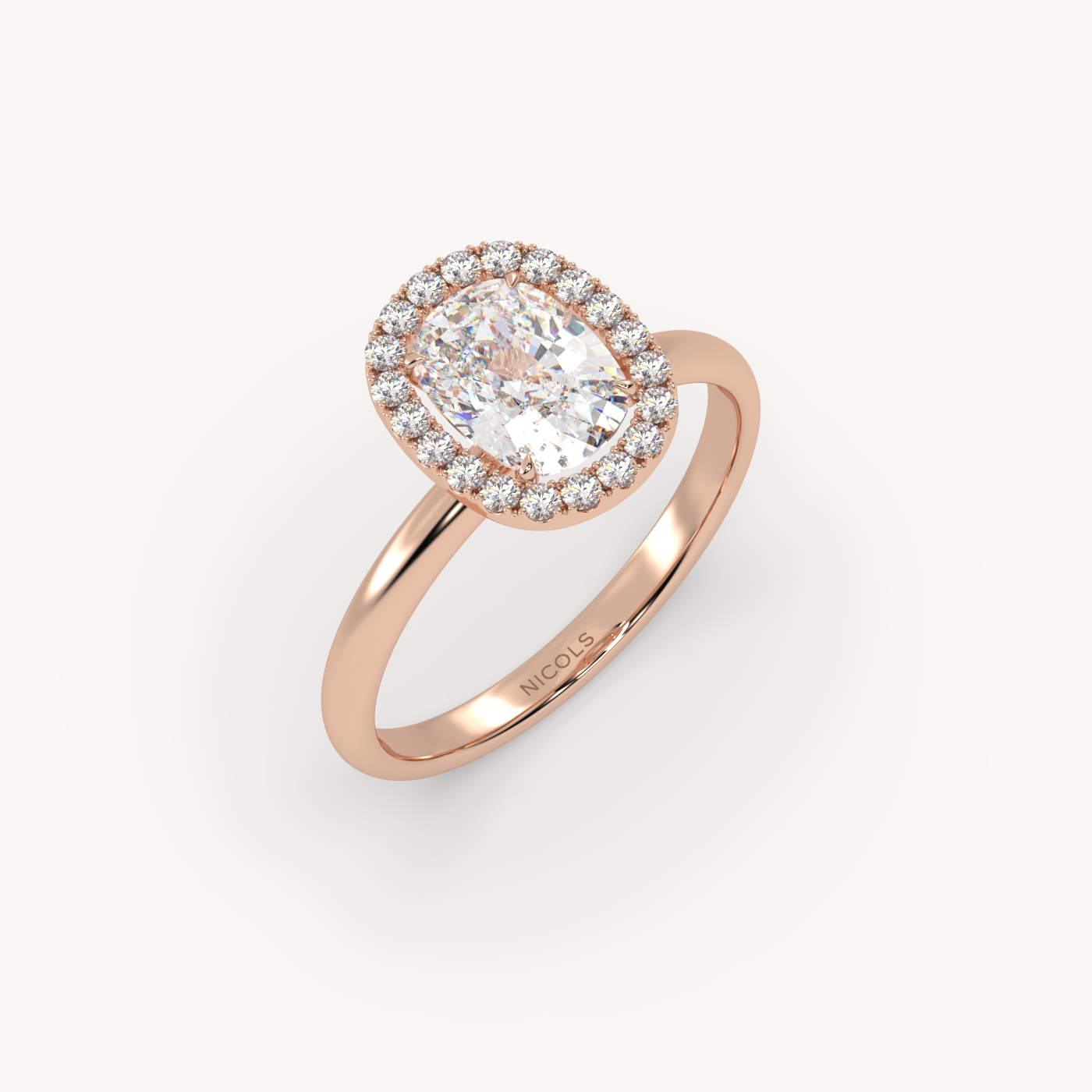 18k rose gold  elongated cushion diamond halo ring – 1.5ct center