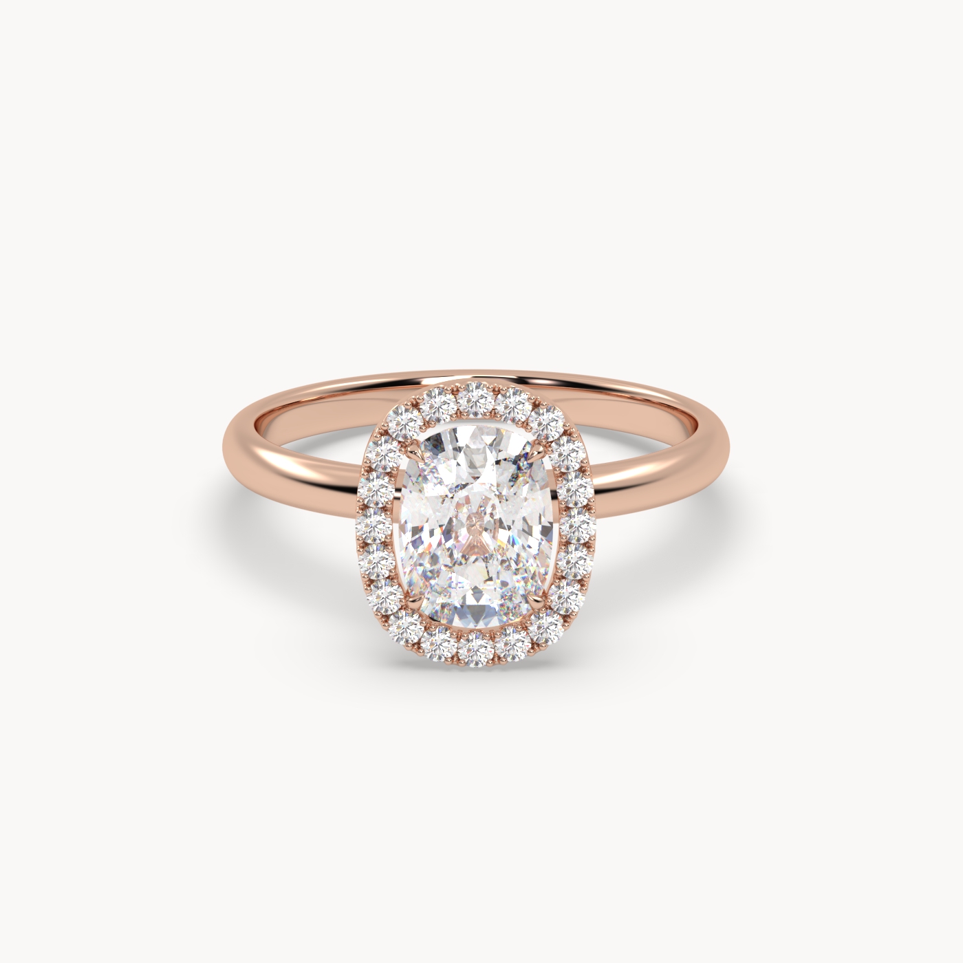 18k rose gold  elongated cushion diamond halo ring – 1.5ct center