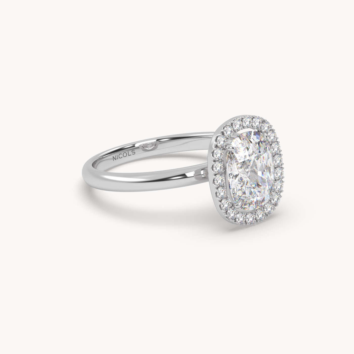 18k white gold  elongated cushion diamond halo ring – 2ct center