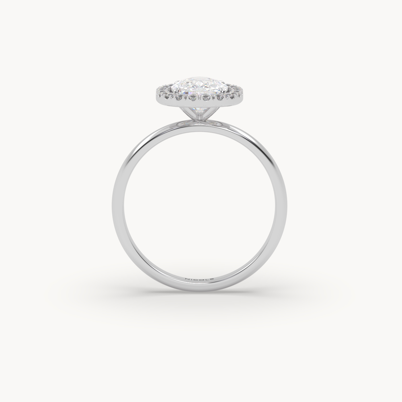 18k white gold  elongated cushion diamond halo ring – 2ct center