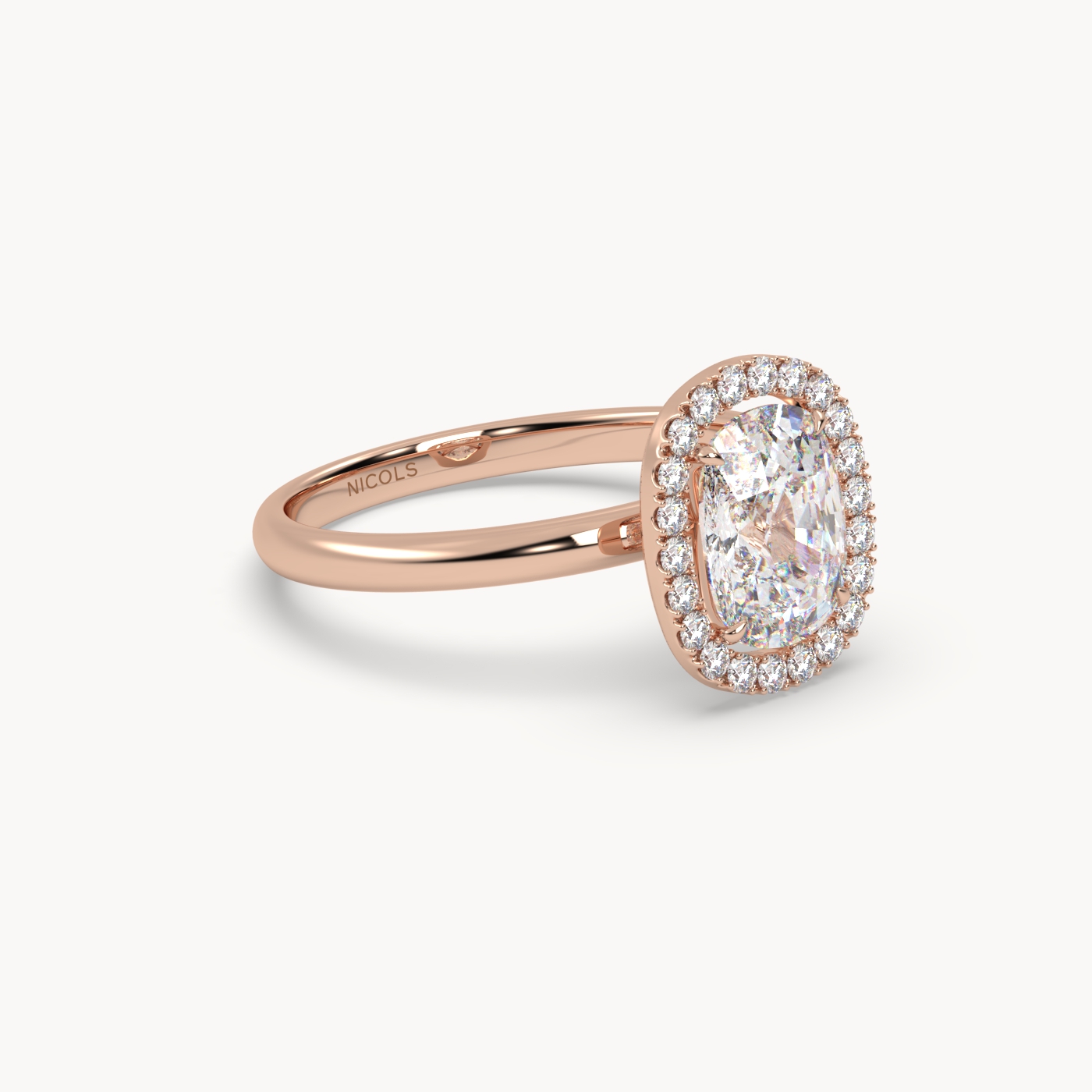 18k rose gold  elongated cushion diamond halo ring – 2ct center