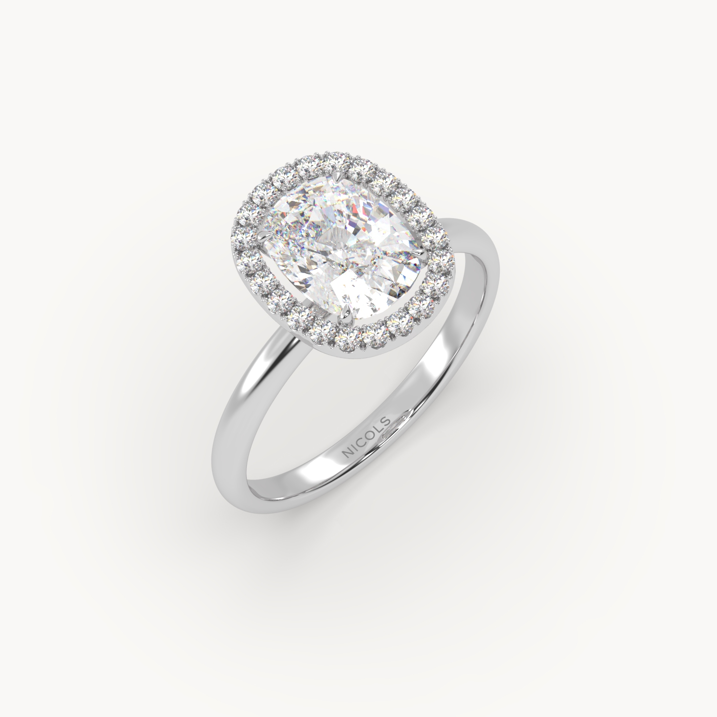 pt platinum  elongated cushion diamond halo ring – 2ct center