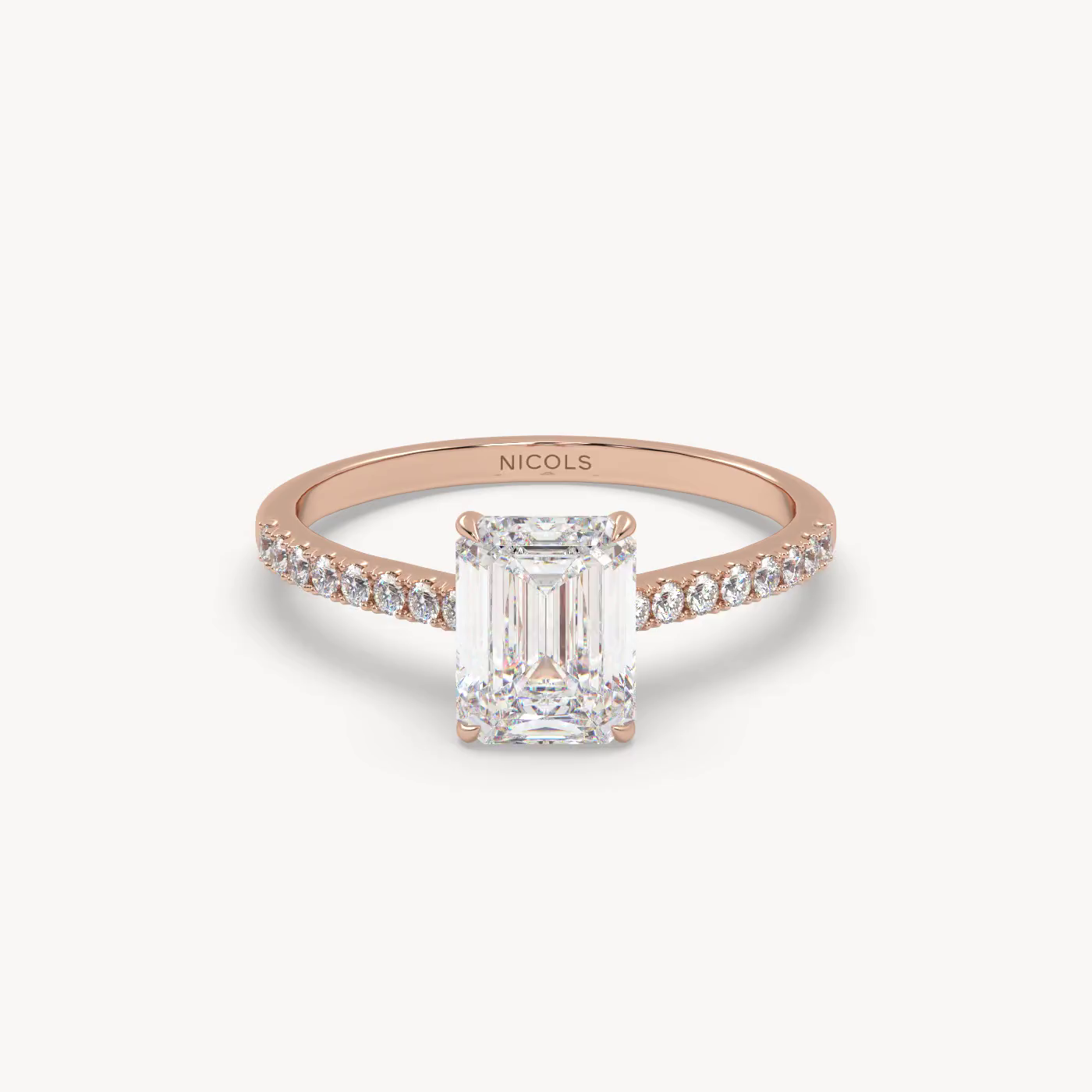 pt platinum  petite pavé cathedral engagement ring for 1.5 ct emerald cut diamond Photos & images