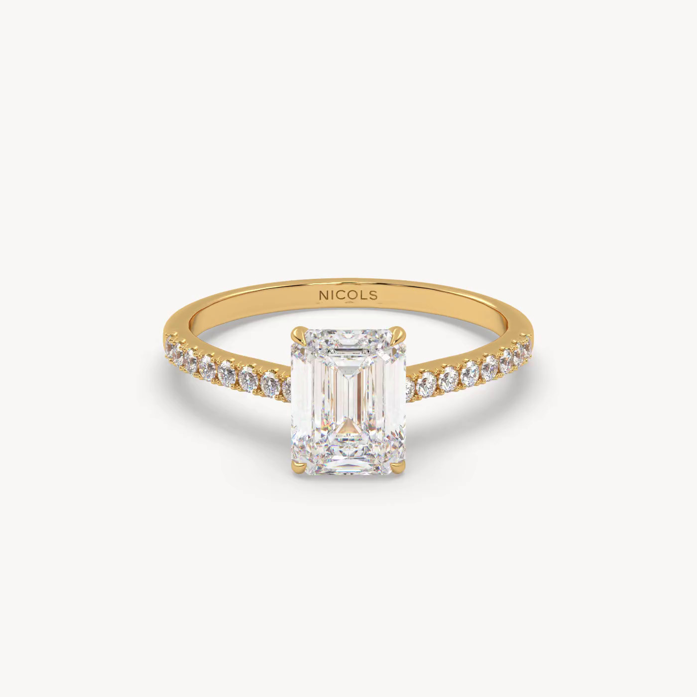 pt platinum  petite pavé cathedral engagement ring for 1.5 ct emerald cut diamond Photos & images