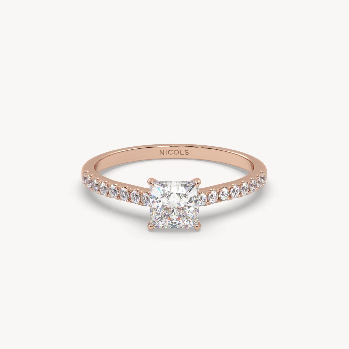 pt platinum  petite pavé cathedral engagement ring for 0.70ct princess diamond Photos & images