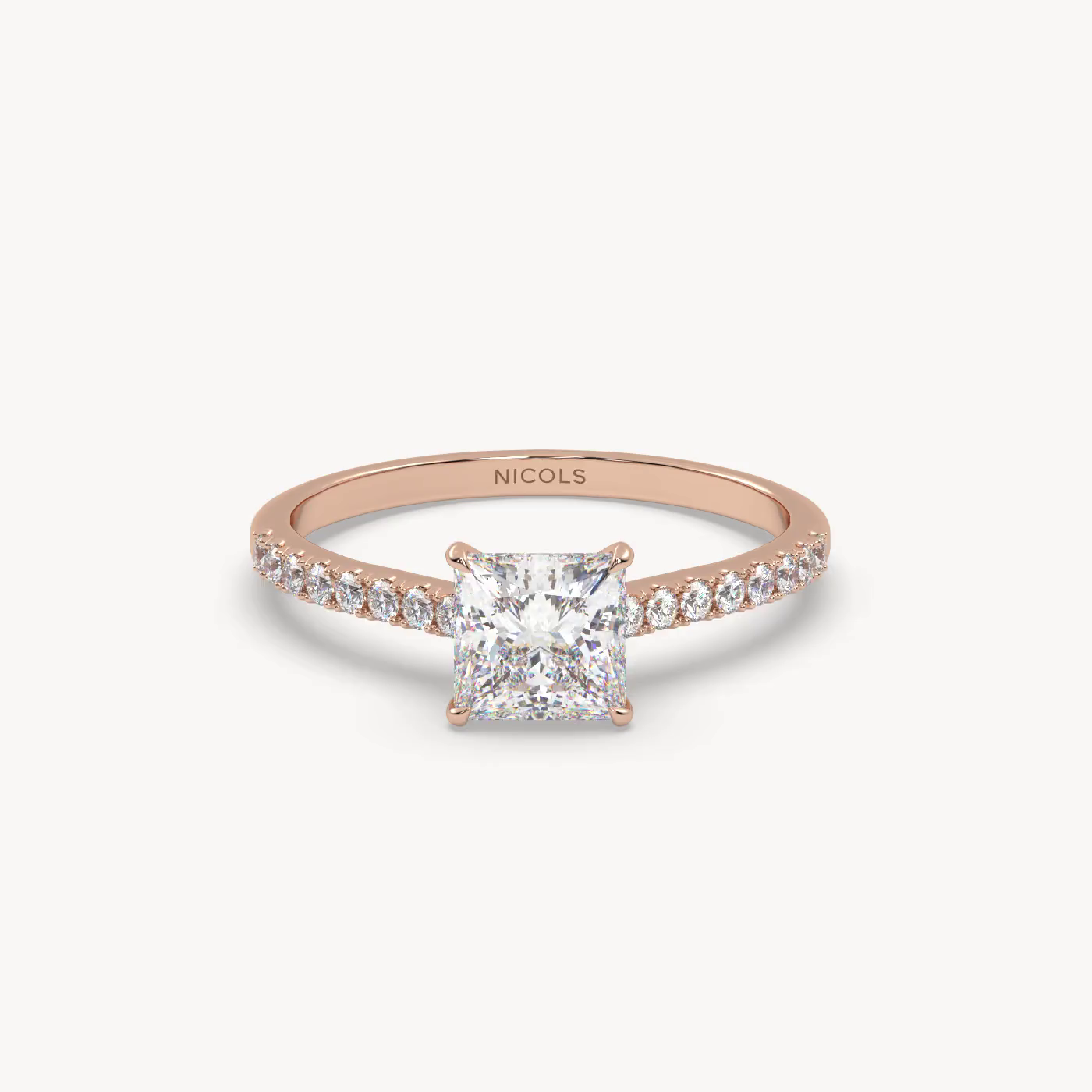 pt platinum  petite pavé cathedral engagement ring for 1.0 ct princess diamond Photos & images
