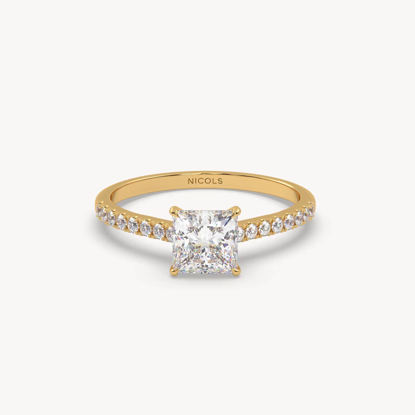 pt platinum  petite pavé cathedral engagement ring for 1.0 ct princess diamond Photos & images