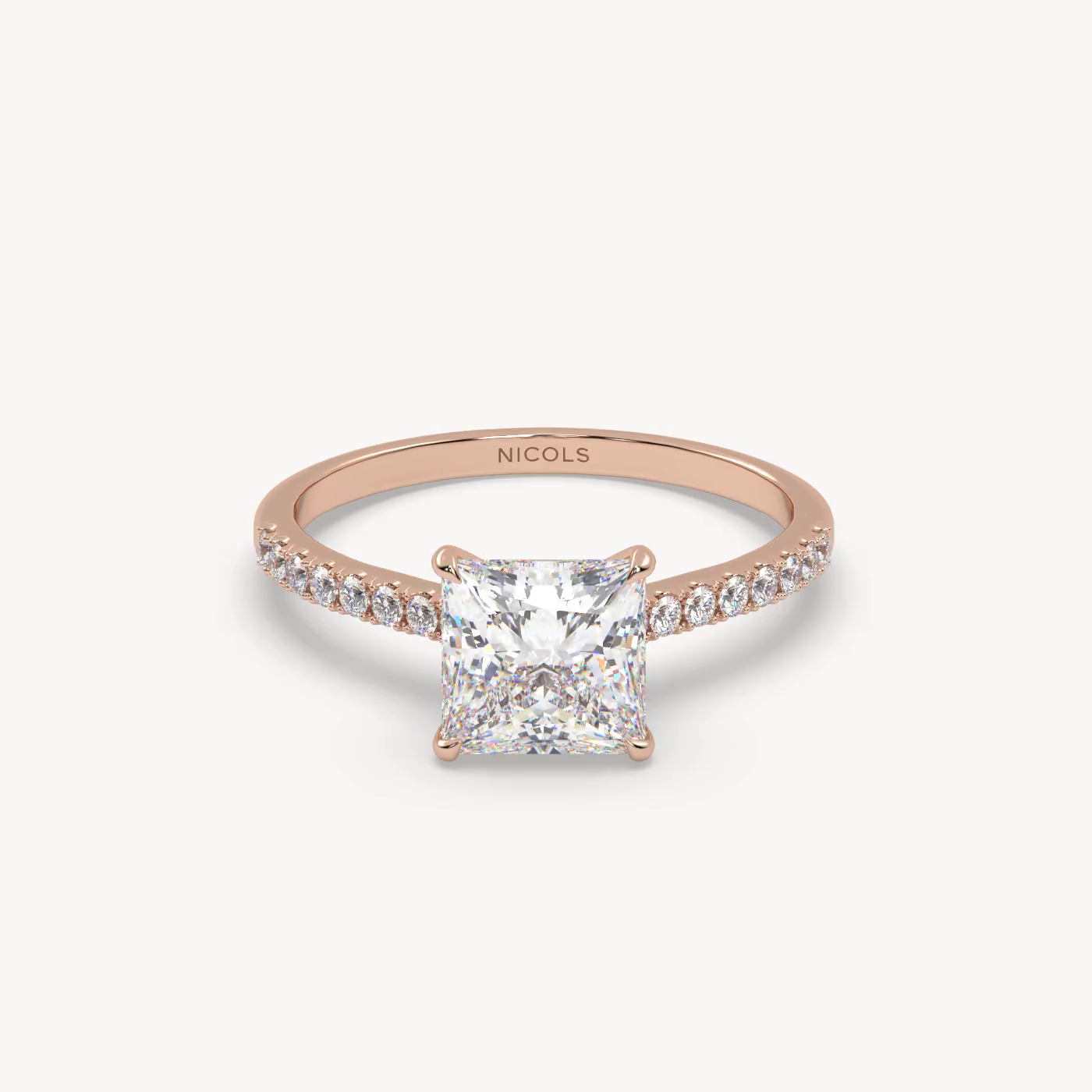 pt platinum  petite pavé cathedral engagement ring for 1.5 ct princess diamond Photos & images