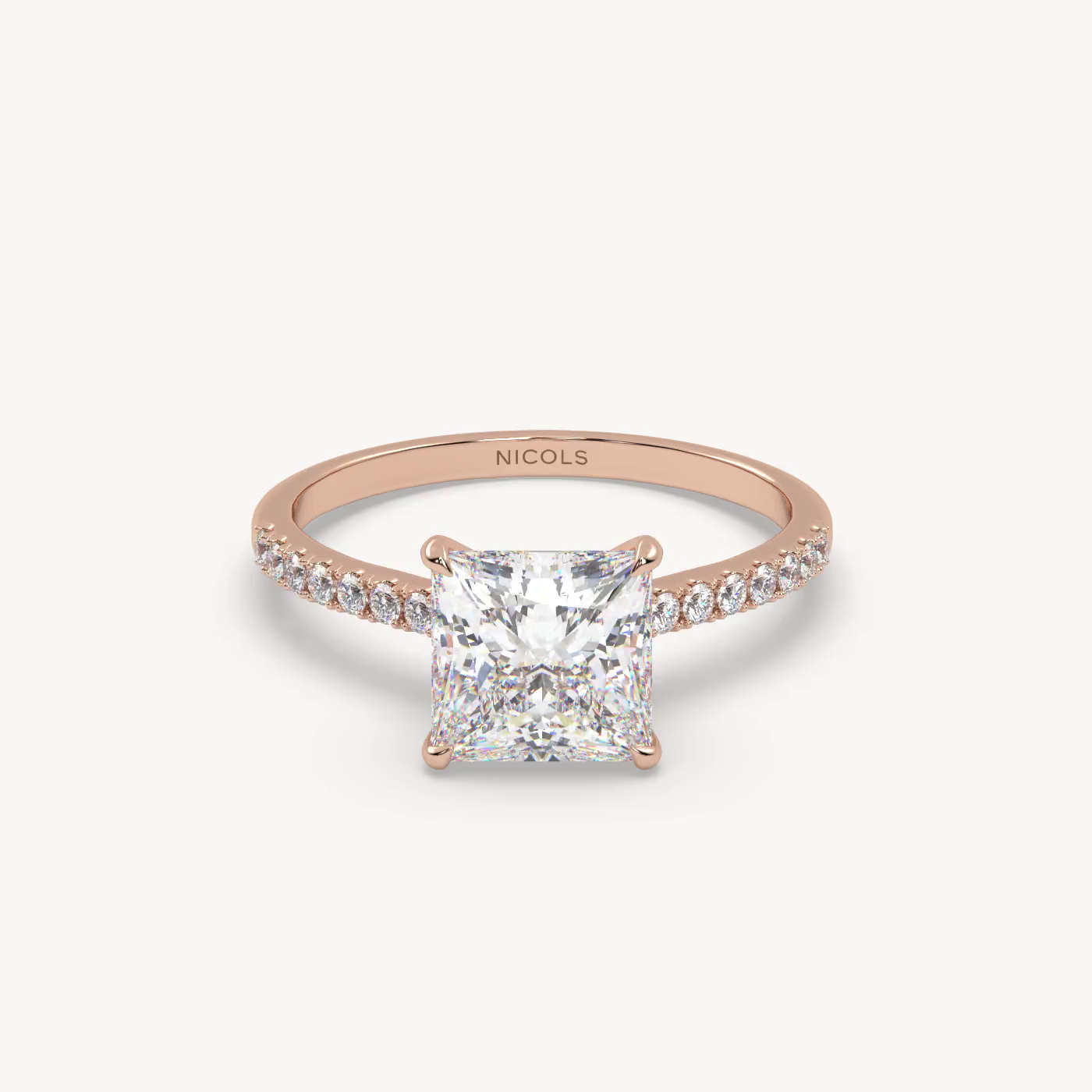 pt platinum  petite pavé cathedral engagement ring for 2.0 ct princess diamond Photos & images