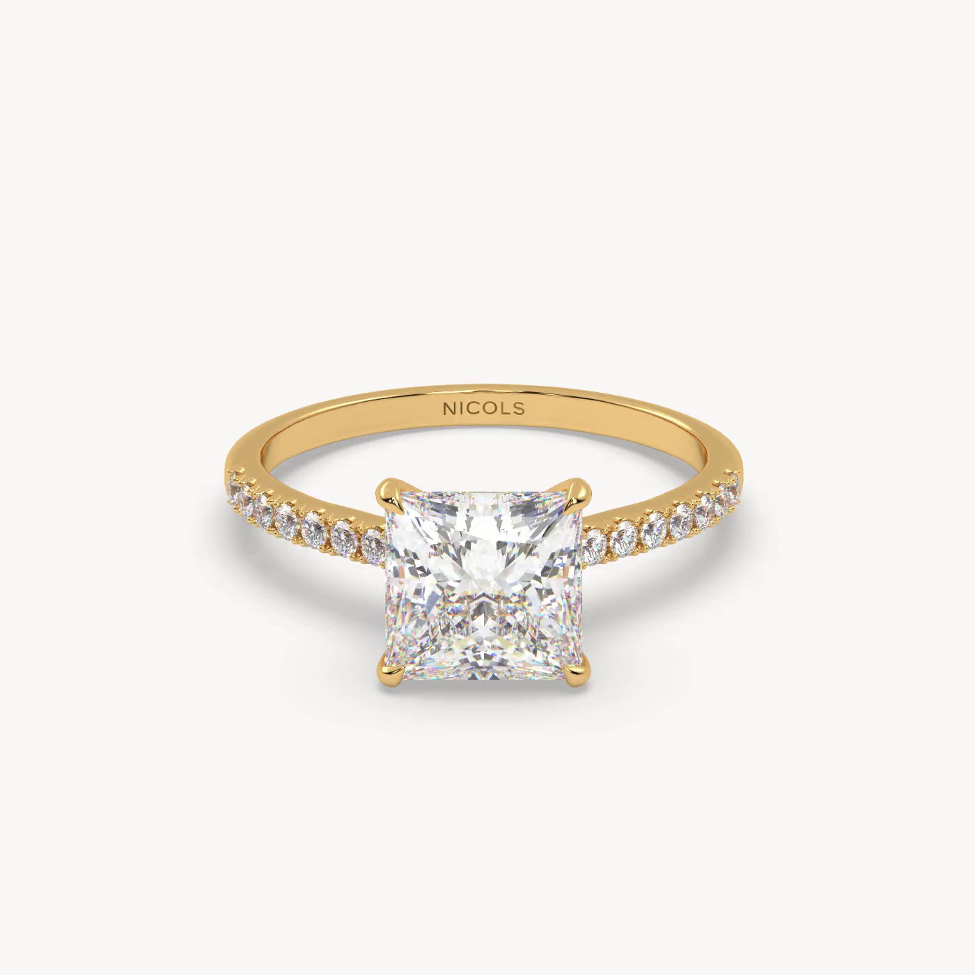 pt platinum  petite pavé cathedral engagement ring for 2.0 ct princess diamond Photos & images