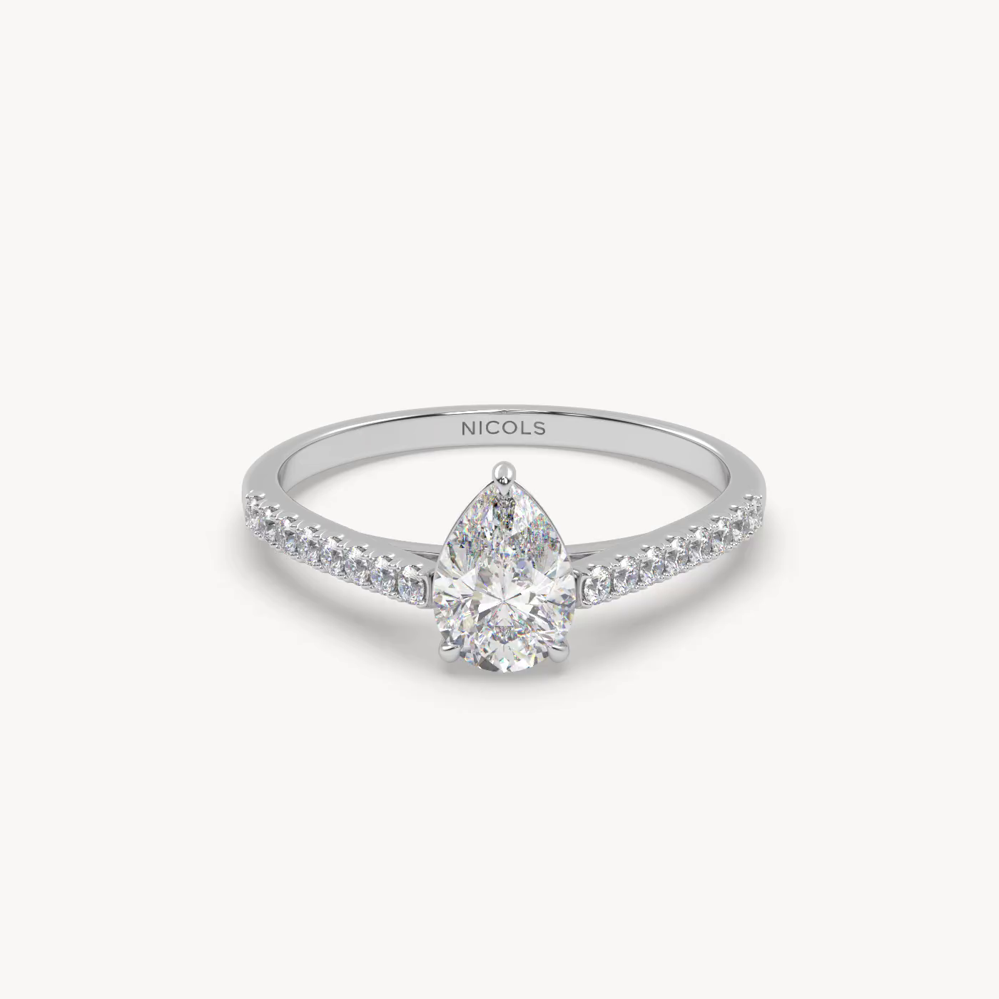 pt platinum  petite pavé cathedral engagement ring for 0.70ct pear diamond cut Photos & images