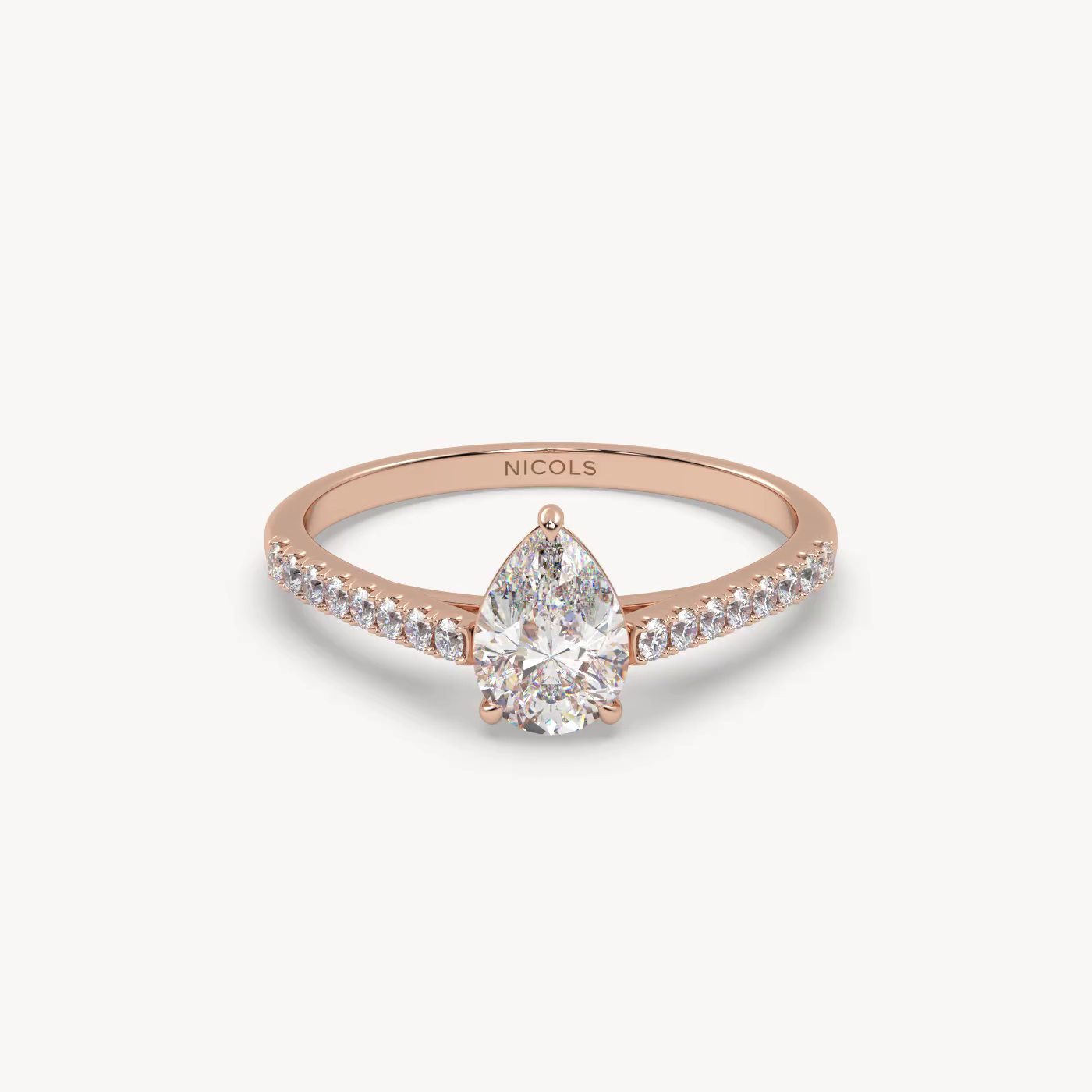 pt platinum  petite pavé cathedral engagement ring for 0.70ct pear diamond cut Photos & images