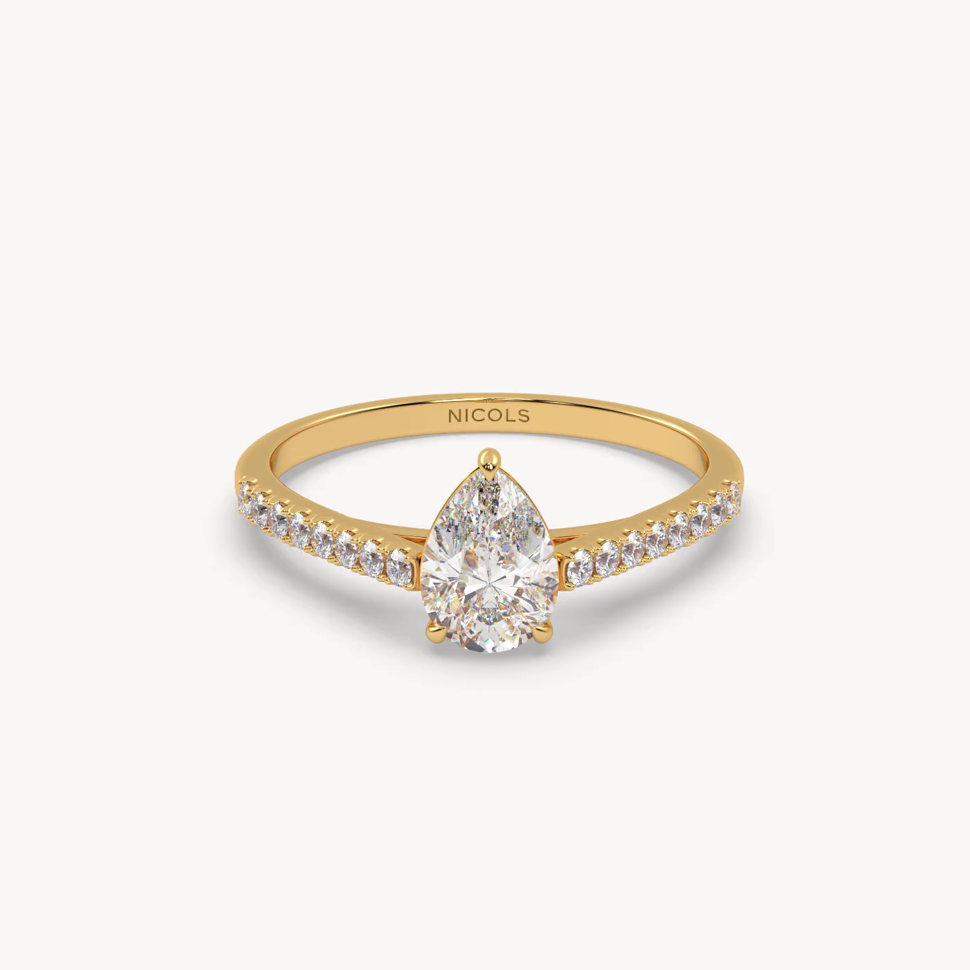 pt platinum  petite pavé cathedral engagement ring for 0.70ct pear diamond cut Photos & images