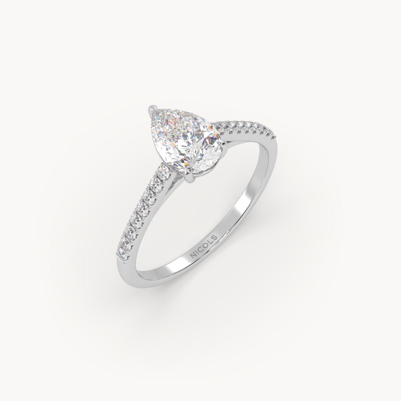 pt platinum  petite pavé cathedral engagement ring for 1.0 ct princess diamond
