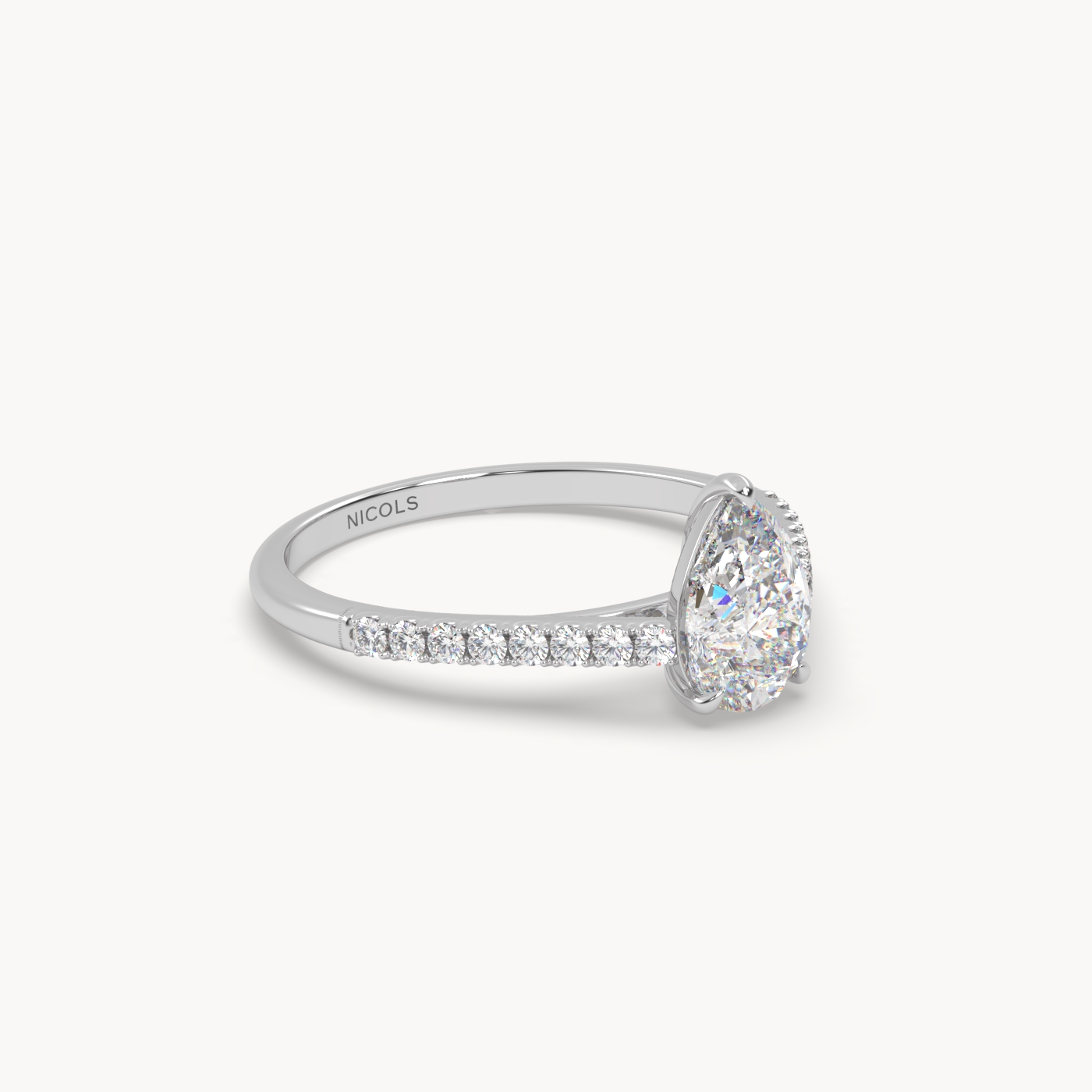 pt platinum  petite pavé cathedral engagement ring for 1.0 ct princess diamond