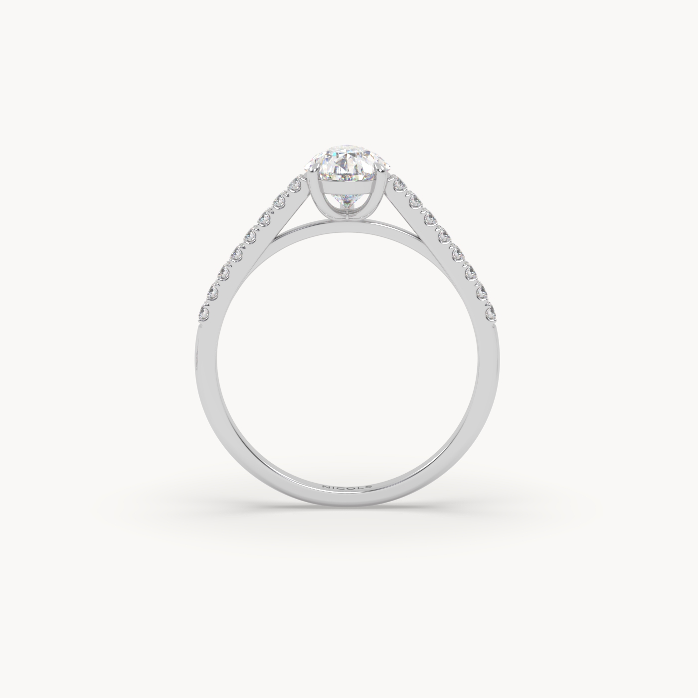 pt platinum  petite pavé cathedral engagement ring for 1.0 ct princess diamond