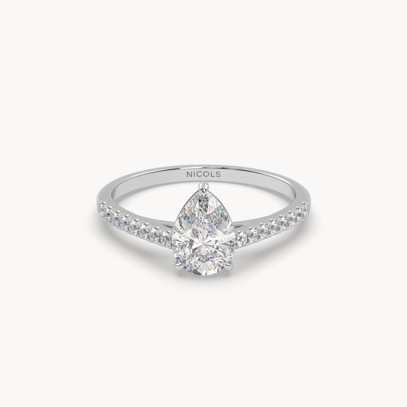 pt platinum  petite pavé cathedral engagement ring for 1.0 ct princess diamond